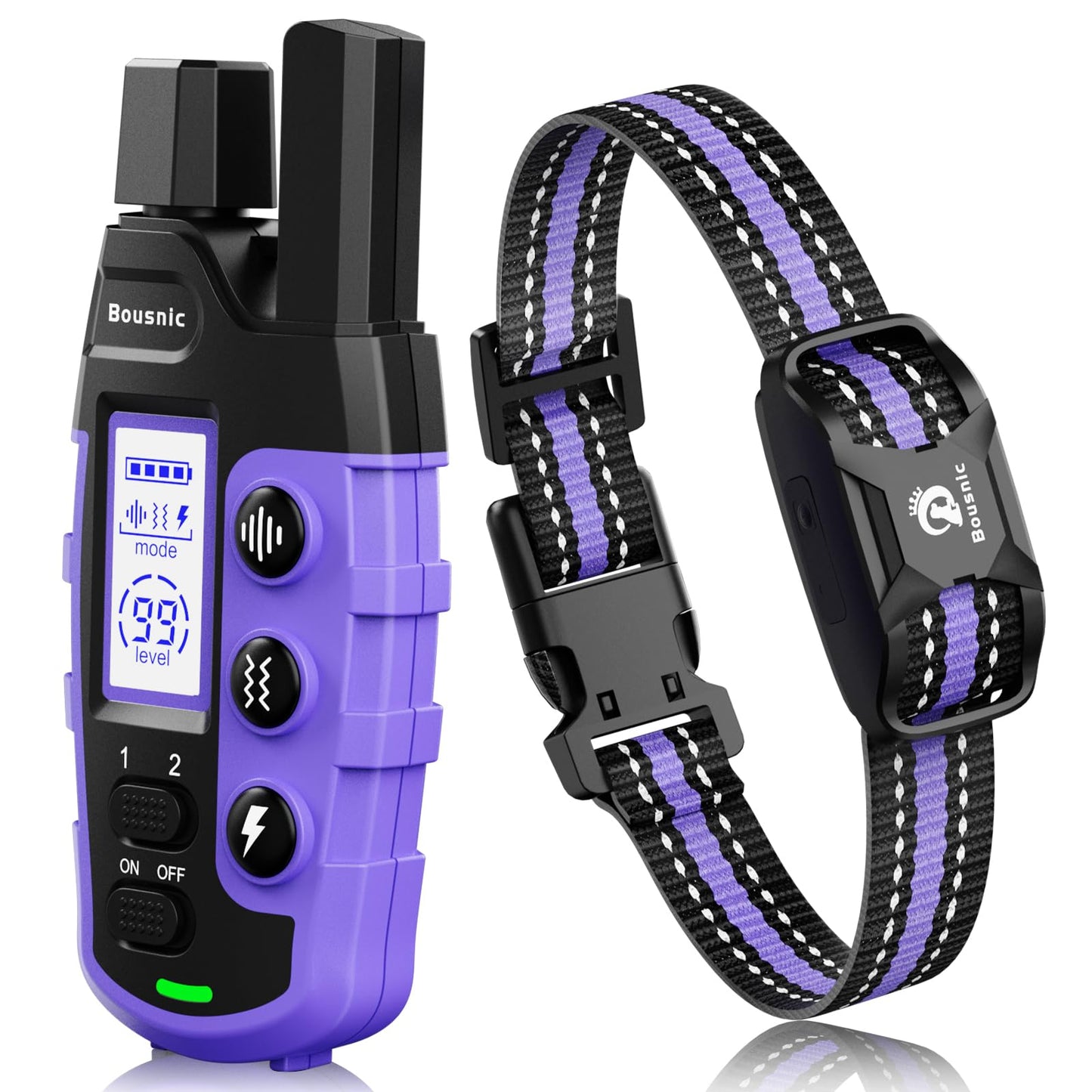 Bousnic Dog Shock Collar - 3300Ft Dog Training Collar with Remote for 5-120lbs Small Medium Large Dogs Rechargeable Waterproof e Collar with Beep (1-8), Vibration(1-16), Safe Shock(1-99) (Orange)
