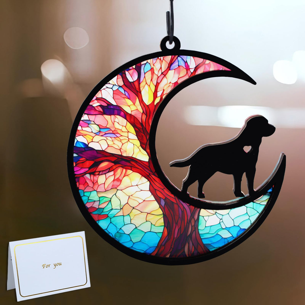 Original CCiaga DIY Dog Angel Memorial Suncatcher with Sympathy Card,Memorial Gifts for Loss of Dog Sympathy Gift,Pet Memorial Gifts for Dogs(3-Life Tree)