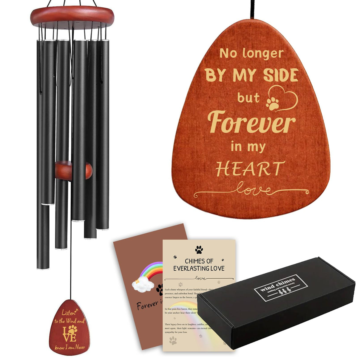 Personalized Pet Memorial Wind Chimes - Dog Memorial Gifts for Loss of Dog,Dogs Remembrance Bereavement Gift,Custom Pet Loss Sympathy Gifts in Memory of Dogs Cats (Design 1)