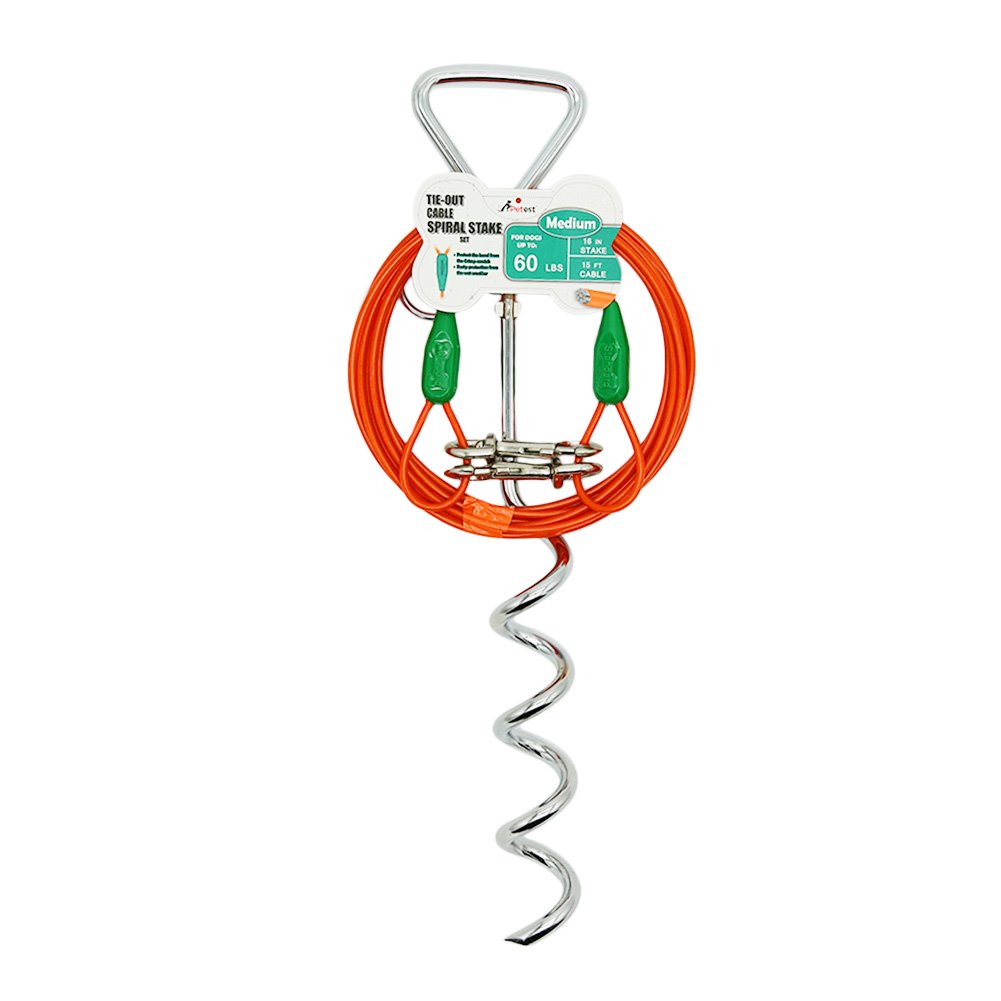 Petest 30ft Reflective Tie-Out Cable for Heavy Dogs Up to 125 Pounds