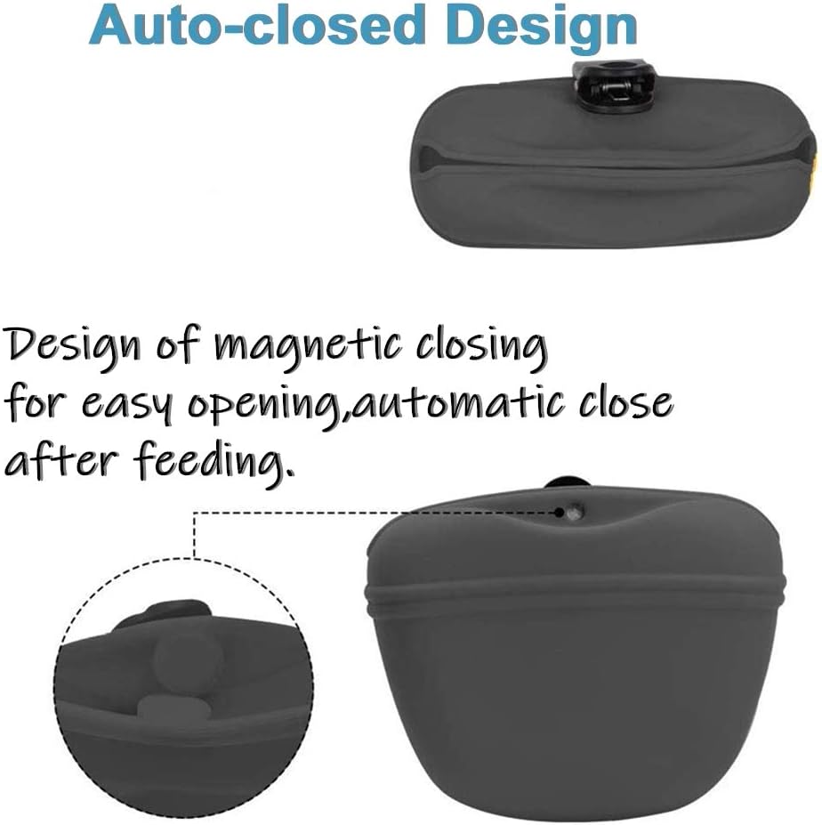 RoyalCare Silicone Dog Treat Pouch-Small Training Bag-Portable Dog Treat Bag for Leash with Magnetic Closure and Waist Clip[US Design Patent]