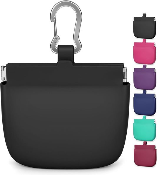 1Cup Silicone Dog Training Treat Pouch for Leash or Belt Loop(Black)