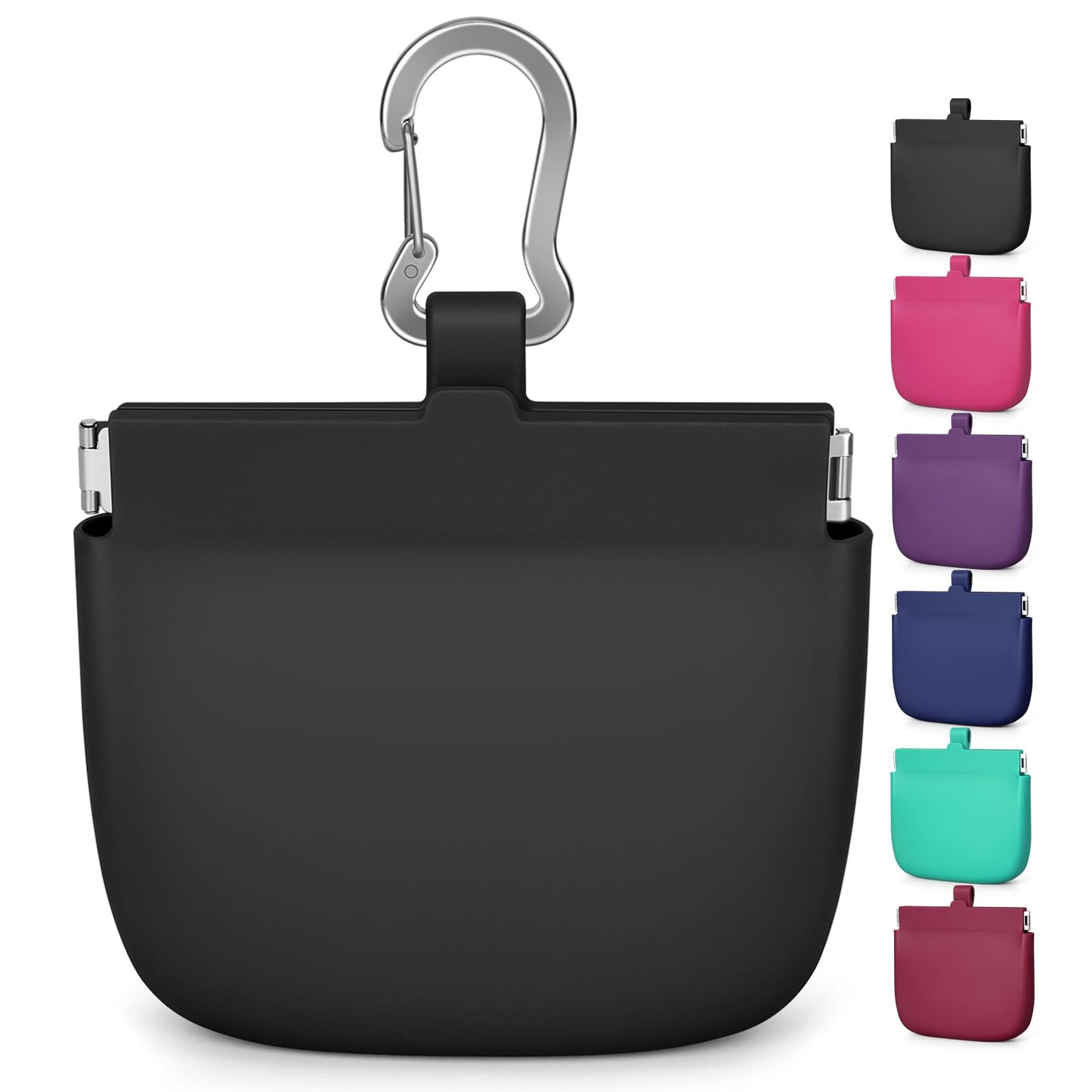 1Cup Silicone Dog Training Treat Pouch for Leash or Belt Loop(Black)