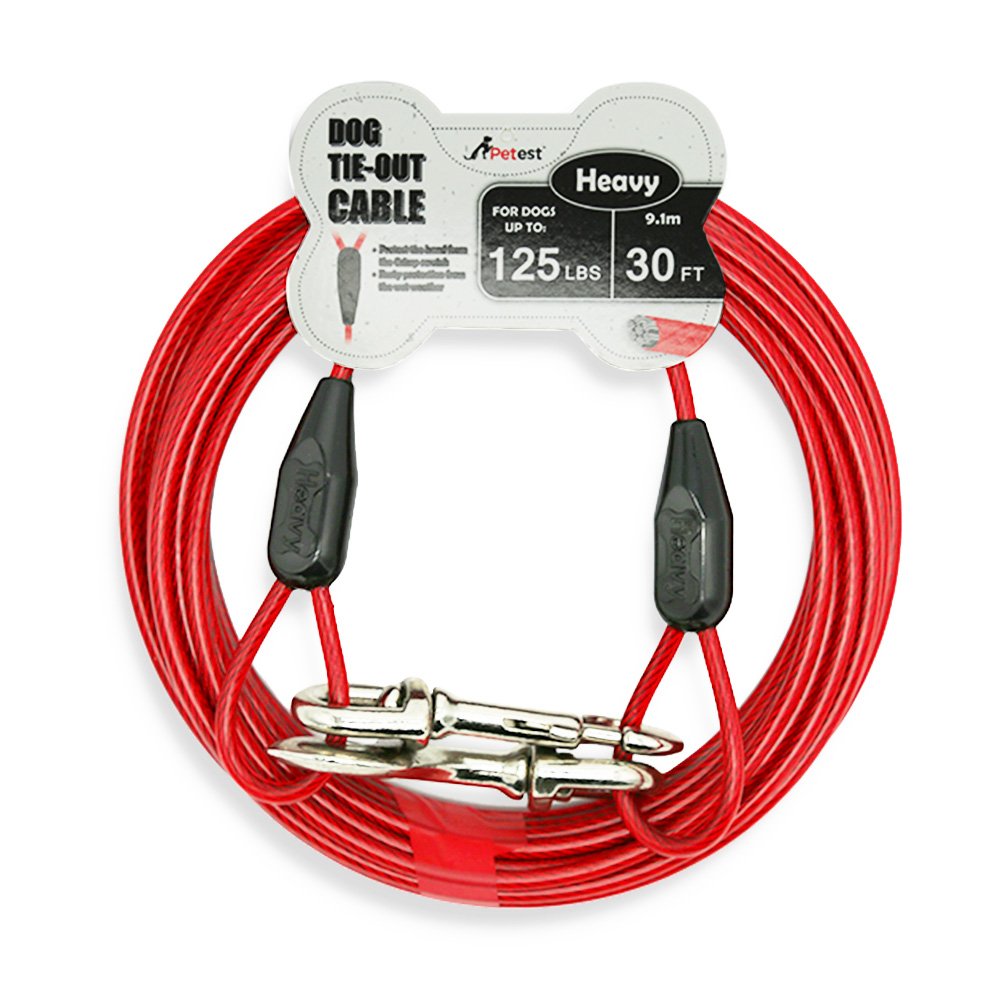 Petest 30ft Reflective Tie-Out Cable for Heavy Dogs Up to 125 Pounds
