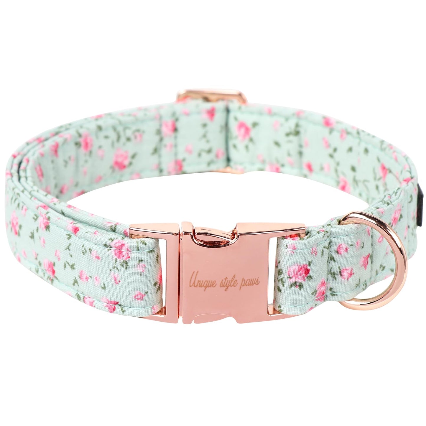 Unique Style Paws Dog Collar With Metal Buckle - Red Rose Flower Gift for Small, Medium, Large Boys Girls Dogs - Durable and Cute