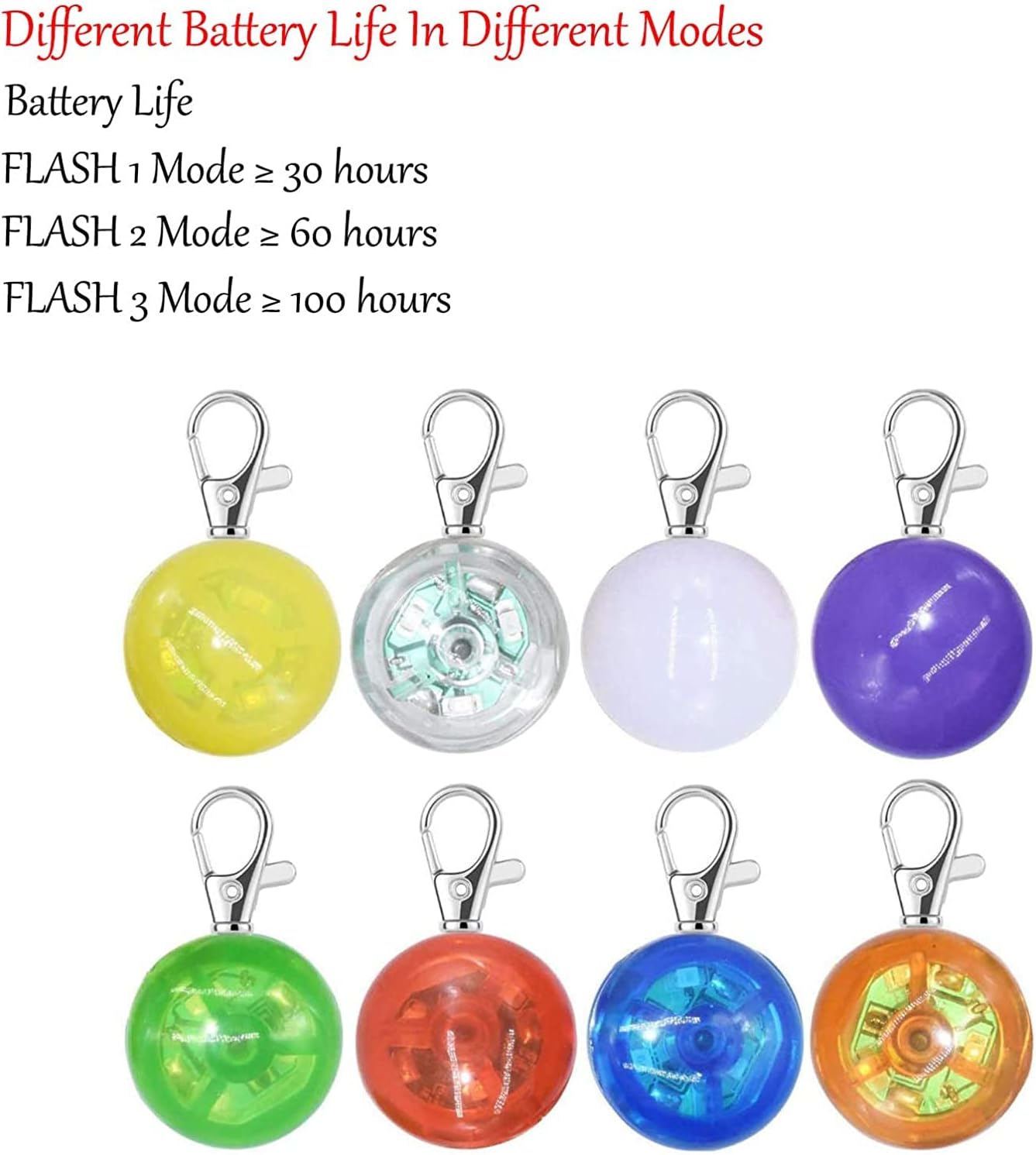 8 Pack Dog Lights for Night Walking, 3 Modes Dog Collar Light for Night Time, IP68 Waterproof Dog Lights Clip On, LED Safety Light for Large Medium Small Pets, Running, Camping, Climbing, Bike