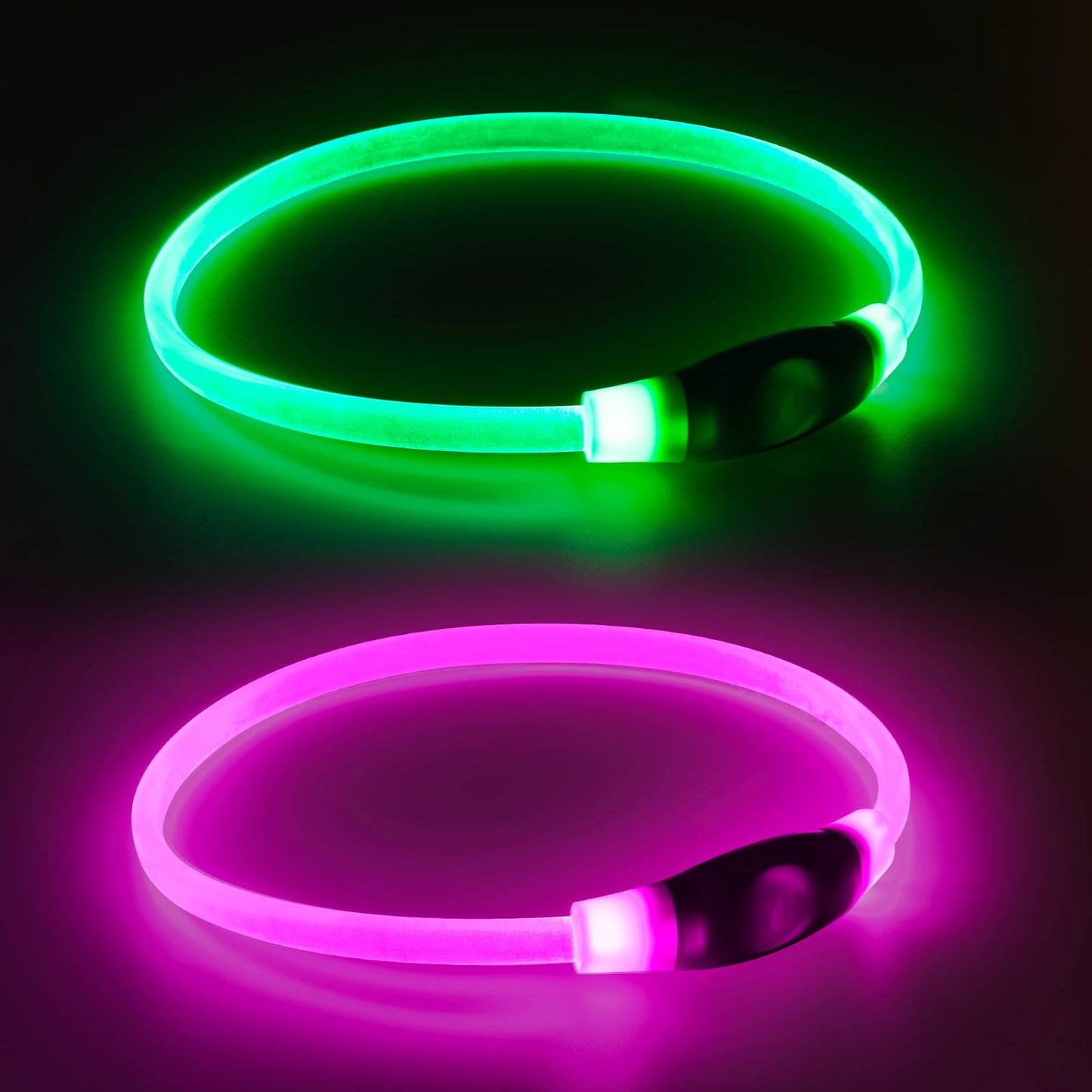 2 Packs Light Up Dog Collar, Kpuplol USB Rechargeable Dog Lights for Night