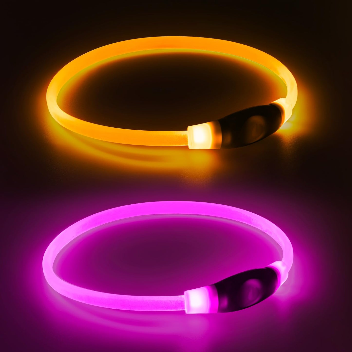 2 Packs Light Up Dog Collar, Kpuplol USB Rechargeable Dog Lights for Night