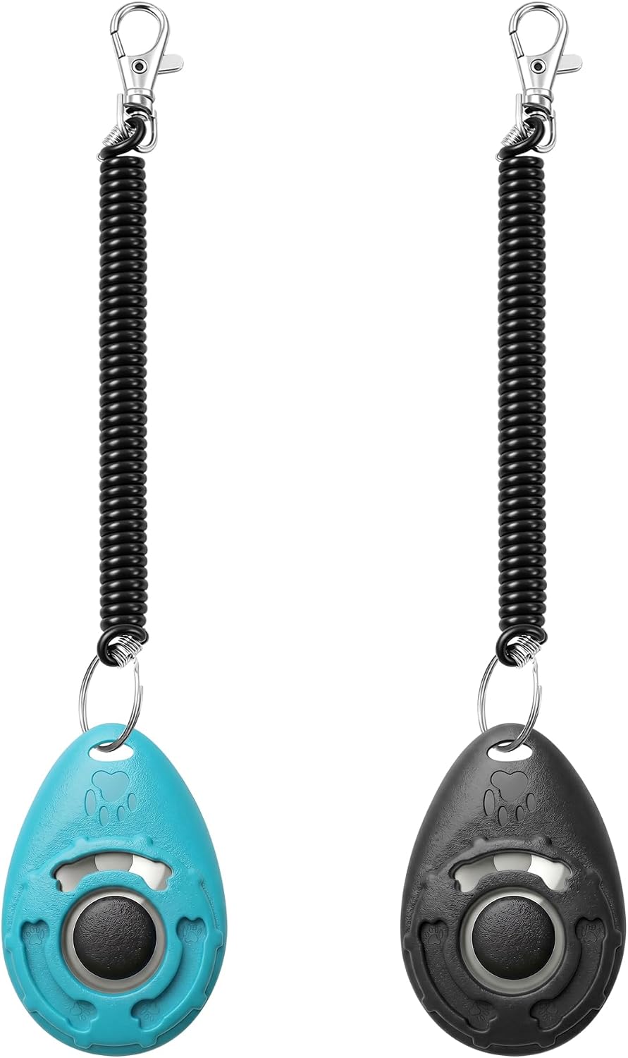 Dog Training Clicker with Sring Wrist and Keyring - Pet Dog Training Clickers for Puppy, Cat, Potty, Bird, Horse, Pet, Trainer Training Tools, Behavior Aids