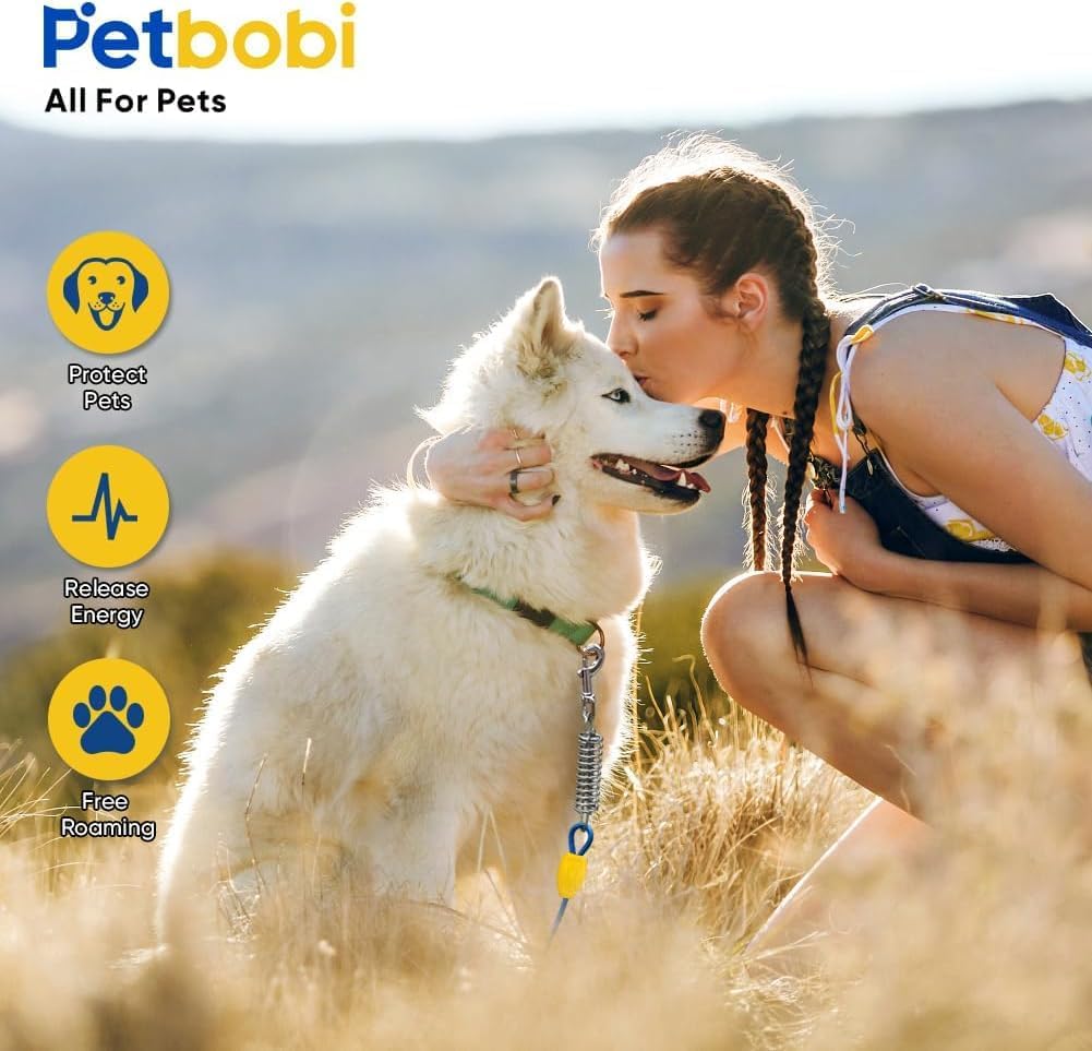 Petbobi Dog Tie Out Cable and Stake, 30ft Heavy Duty Dog Leads for Yard