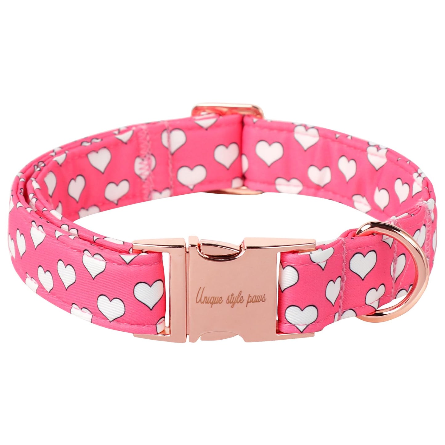 Unique Style Paws Dog Collar With Metal Buckle - Red Rose Flower Gift for Small, Medium, Large Boys Girls Dogs - Durable and Cute