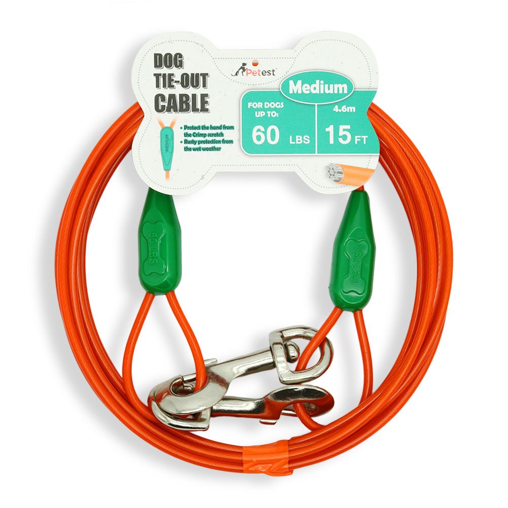 Petest 30ft Reflective Tie-Out Cable for Heavy Dogs Up to 125 Pounds