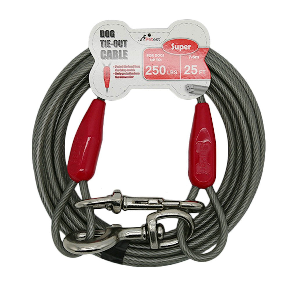 Petest 30ft Reflective Tie-Out Cable for Heavy Dogs Up to 125 Pounds