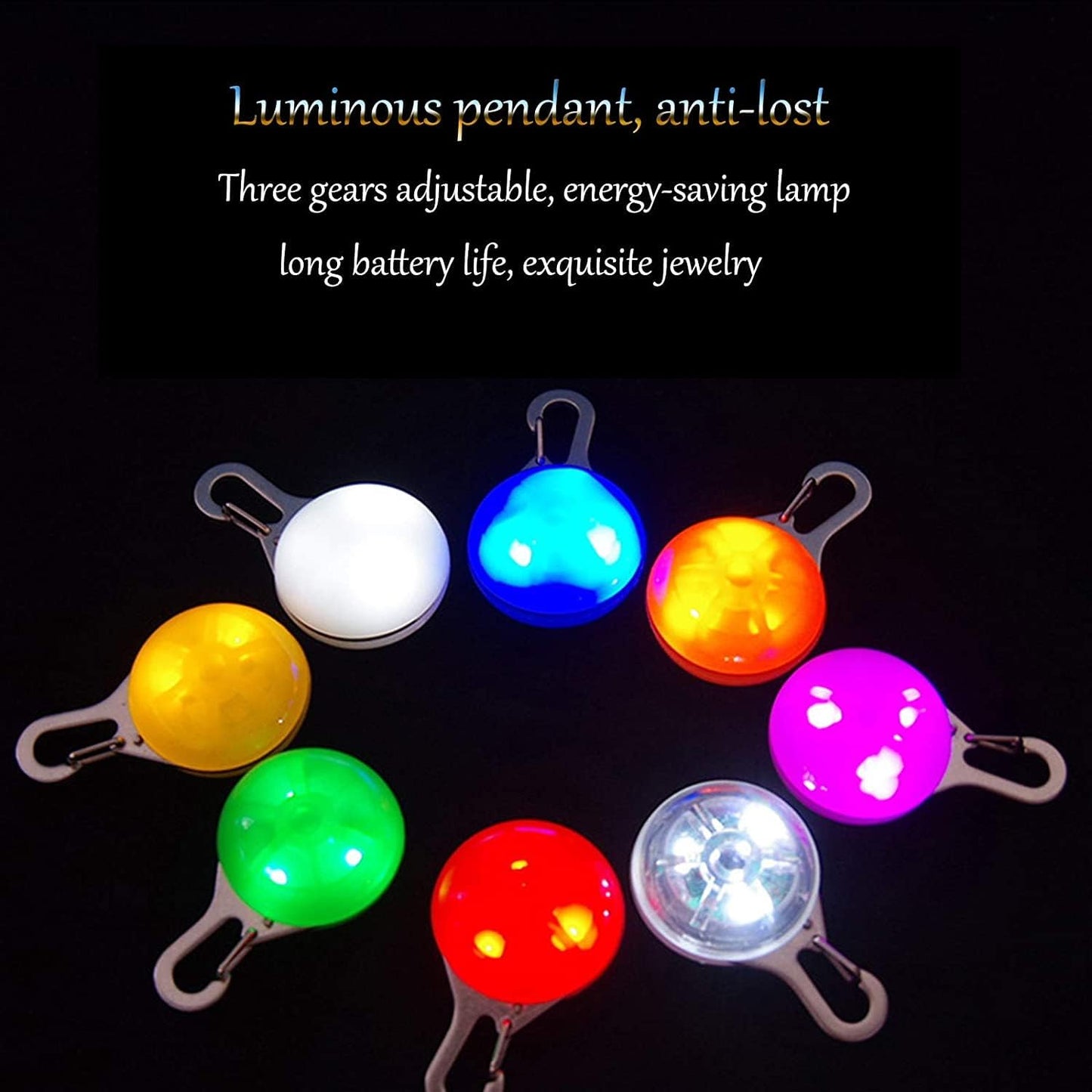 8 Pack Dog Lights for Night Walking, 3 Modes Dog Collar Light for Night Time, IP68 Waterproof Dog Lights Clip On, LED Safety Light for Large Medium Small Pets, Running, Camping, Climbing, Bike