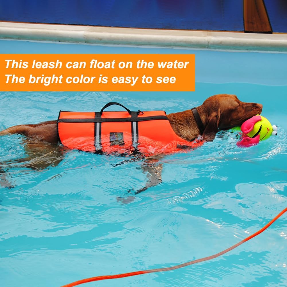 Vivifying Floating Long Dog Leash, 20FT Dog Training Leash, Lightweight Dog Check Cord Rope Lead with Comfortable Handle for Outside, Hiking, Swimming, Beach and Lake