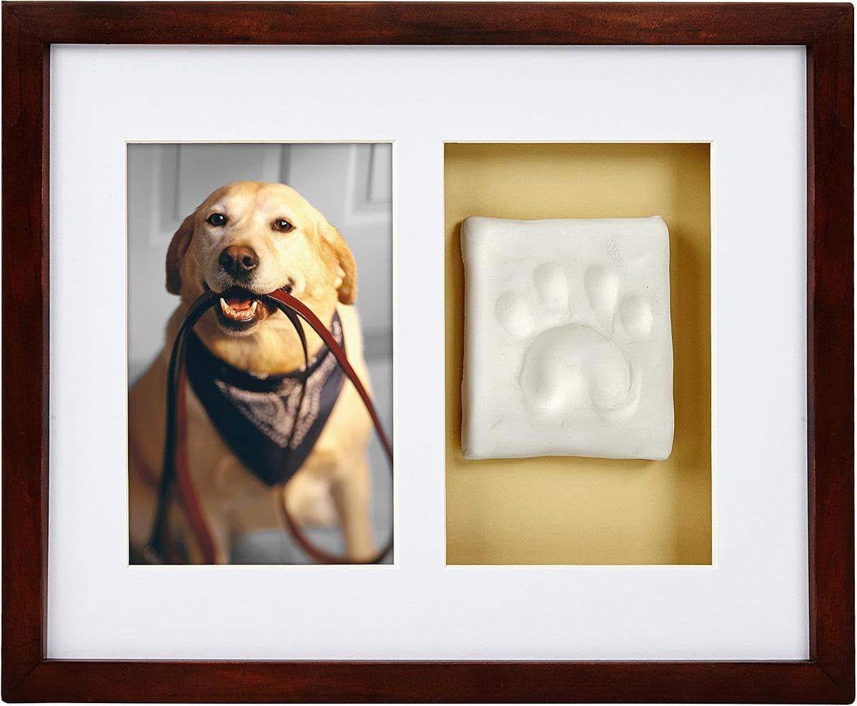 Pearhead Pet Paw Print Frame with Clay Impression Kit, Black Tabletop Frame