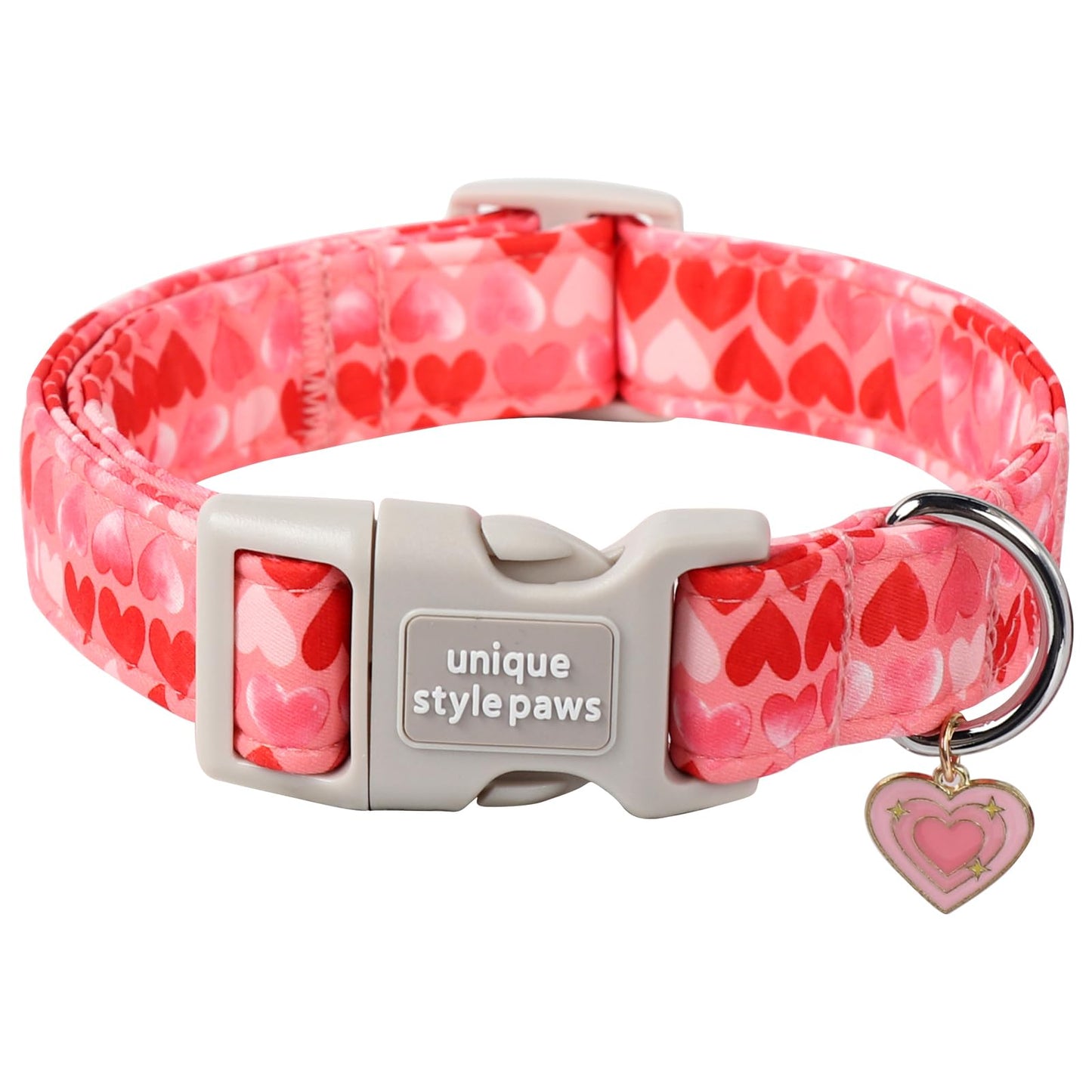 Unique Style Paws Dog Collar With Metal Buckle - Red Rose Flower Gift for Small, Medium, Large Boys Girls Dogs - Durable and Cute