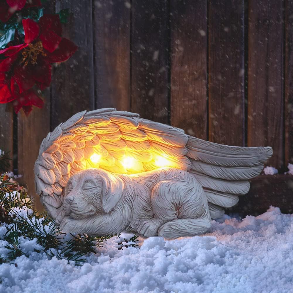 iHeartDogs Forever My Guardian Angel Garden Solar Light, Dog Memorial Stone