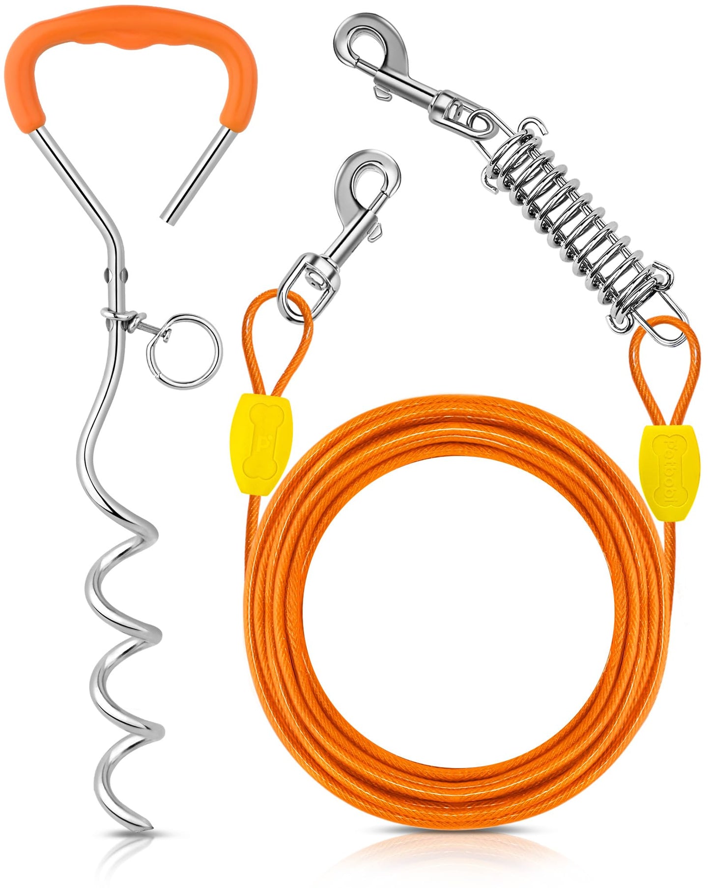 Petbobi Dog Tie Out Cable and Stake, 30ft Heavy Duty Dog Leads for Yard