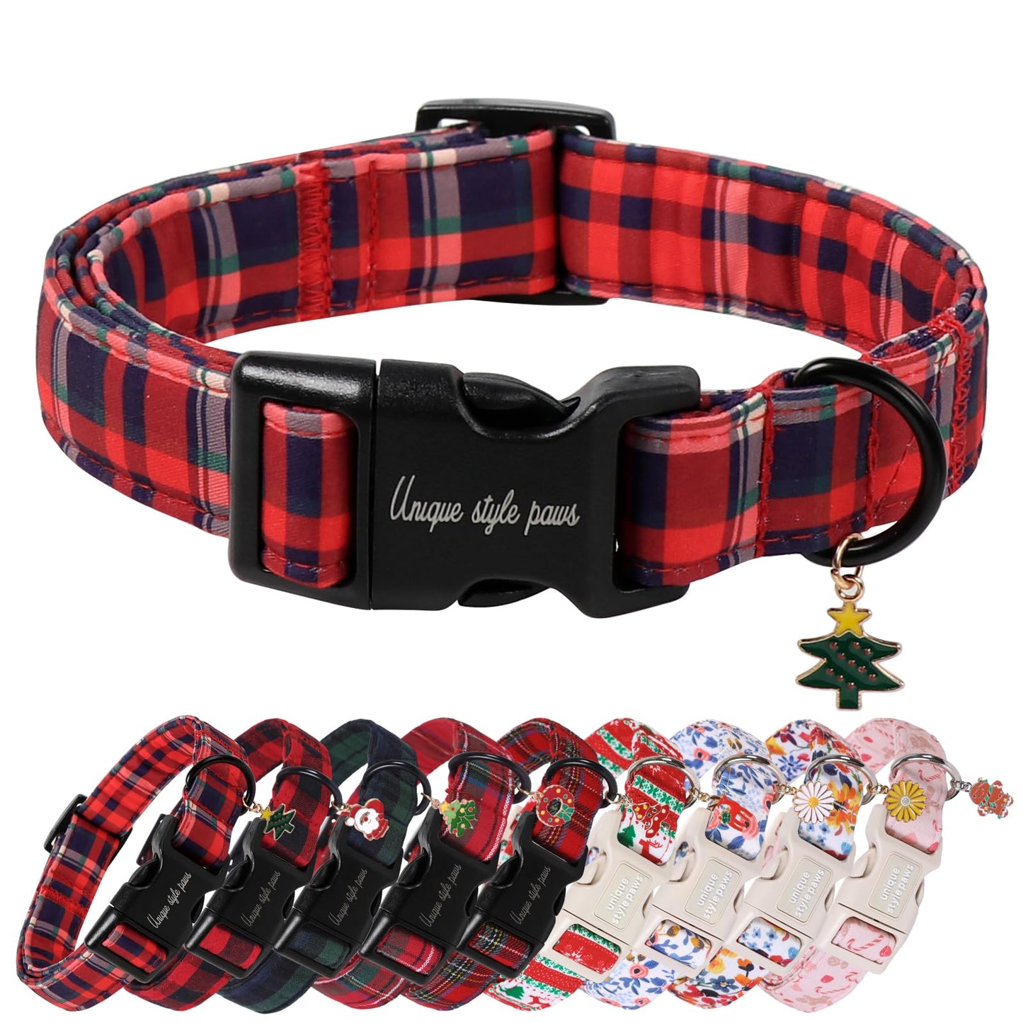Unique Style Paws Dog Collar With Metal Buckle - Red Rose Flower Gift for Small, Medium, Large Boys Girls Dogs - Durable and Cute