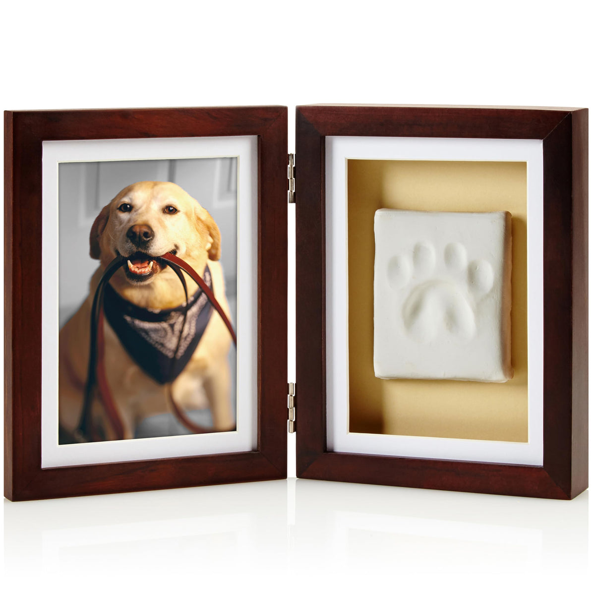 Pearhead Pet Paw Print Frame with Clay Impression Kit, Black Tabletop Frame