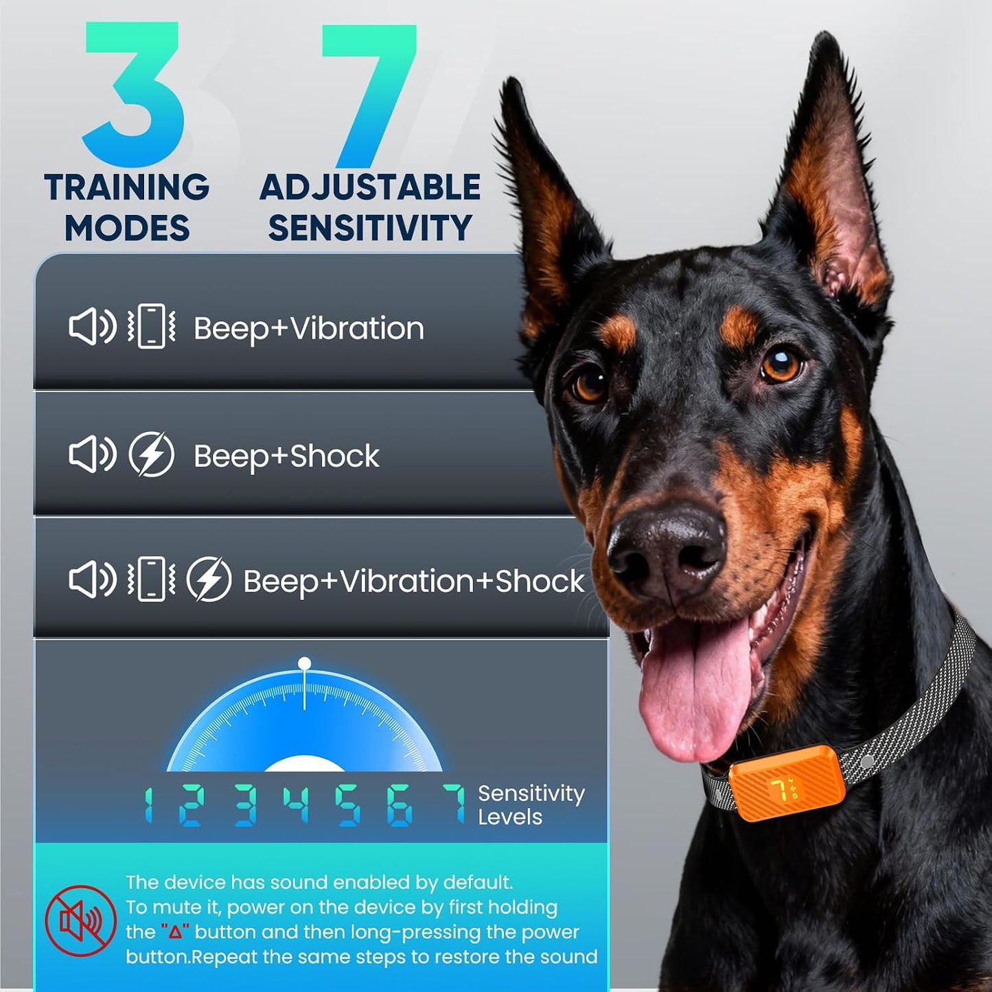 Dog Bark Collar for Large Medium Small Dogs, Effective No-Bark Collar, Smart Barking Collar, 2026 Upgraded Bark Collar with 7 Sensitivity, 3 Modes,Carrot Orange
