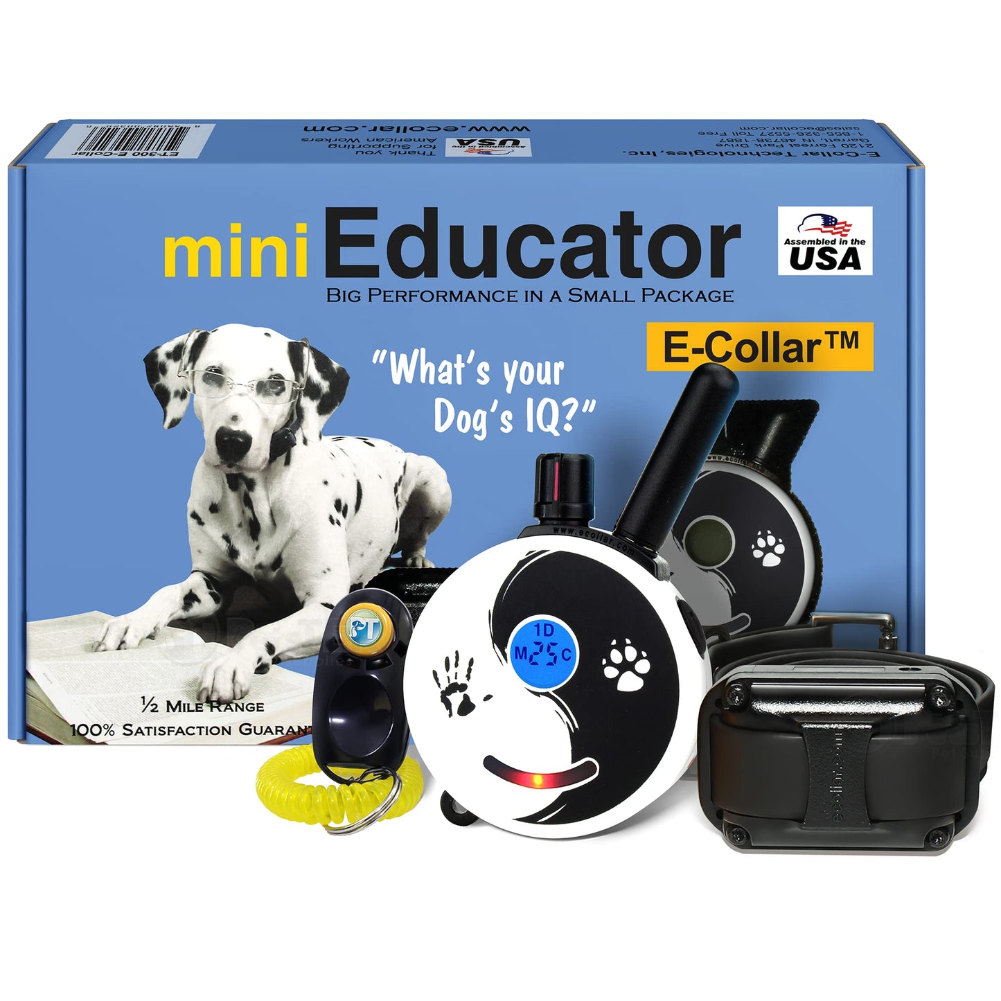 Educator ET-300 Mini E Collar for Dog Training with Remote - 1/2 Mile Range, Waterproof, 100 Blunt Stimulation Levels, Tone or Vibration Mode, Night Light Tracking for Small, Medium & Large Dogs