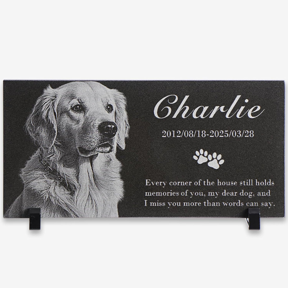 Personalized Pet Memorial Stone - Custom Granite Grave Marker for Dogs Cats