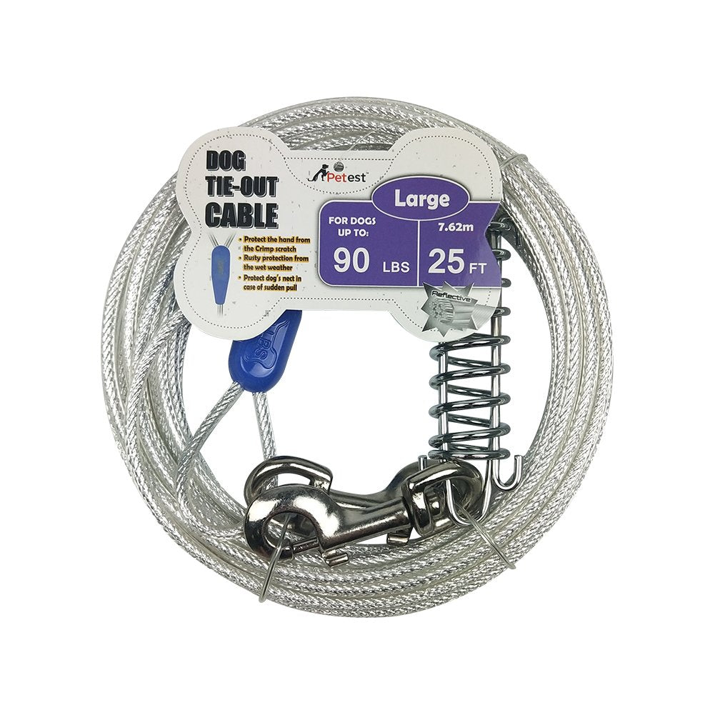 Petest 30ft Reflective Tie-Out Cable for Heavy Dogs Up to 125 Pounds