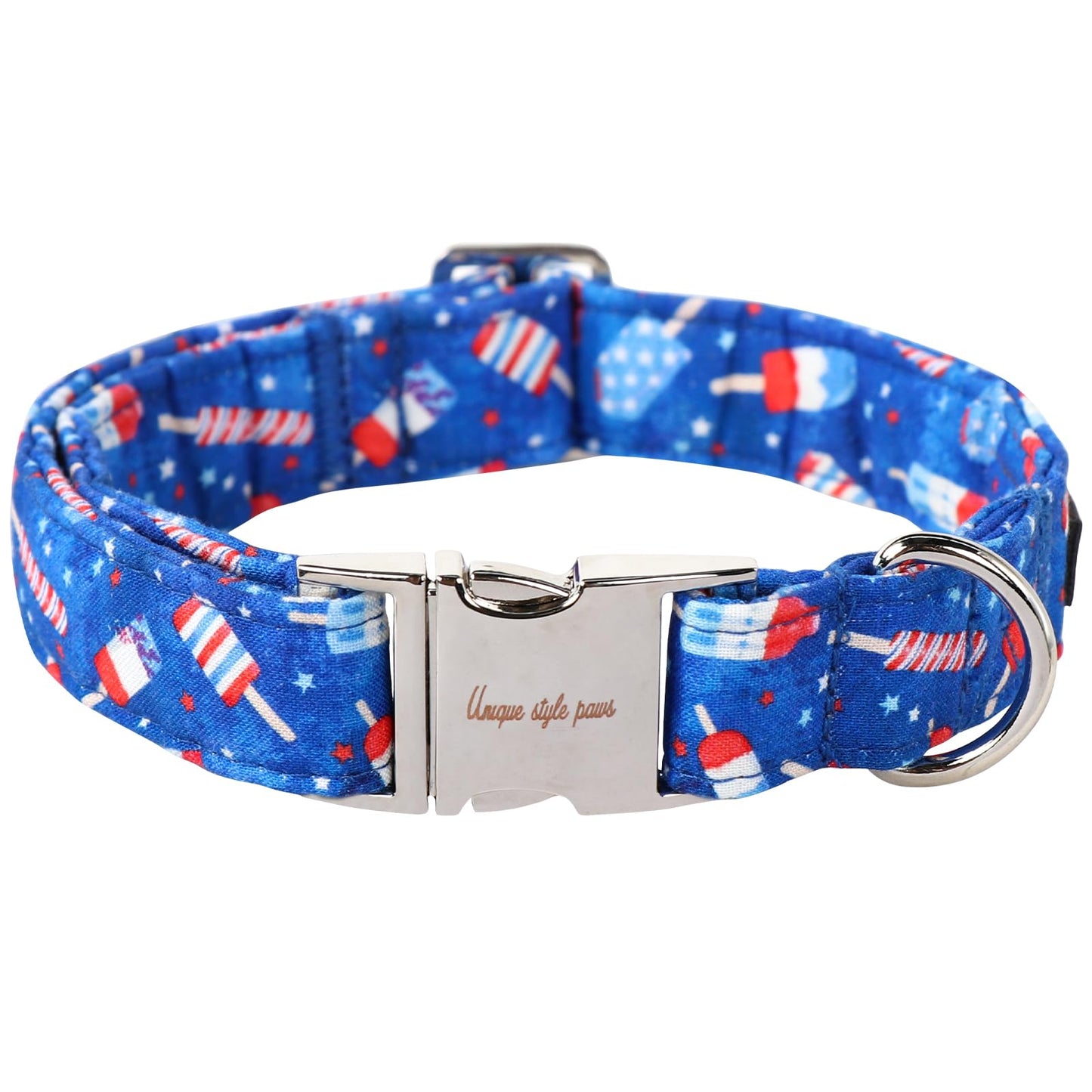 Unique Style Paws Dog Collar With Metal Buckle - Red Rose Flower Gift for Small, Medium, Large Boys Girls Dogs - Durable and Cute