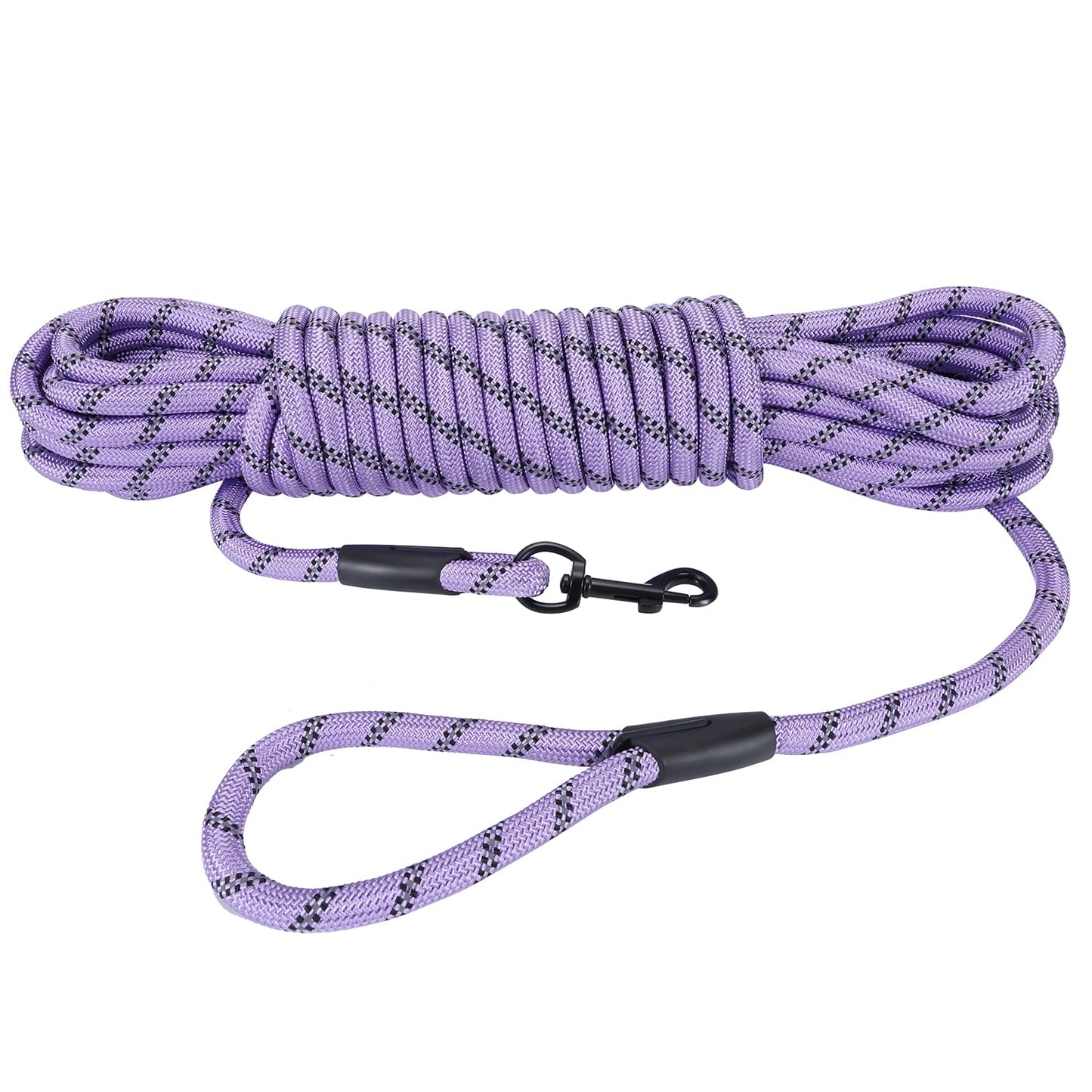 Hi Kiss Dog/Puppy Obedience Recall Training Agility Lead - 15ft 20ft 30ft 50ft 100ft Training Leash - Great for Play, Camping, or Backyard - Black 20ft