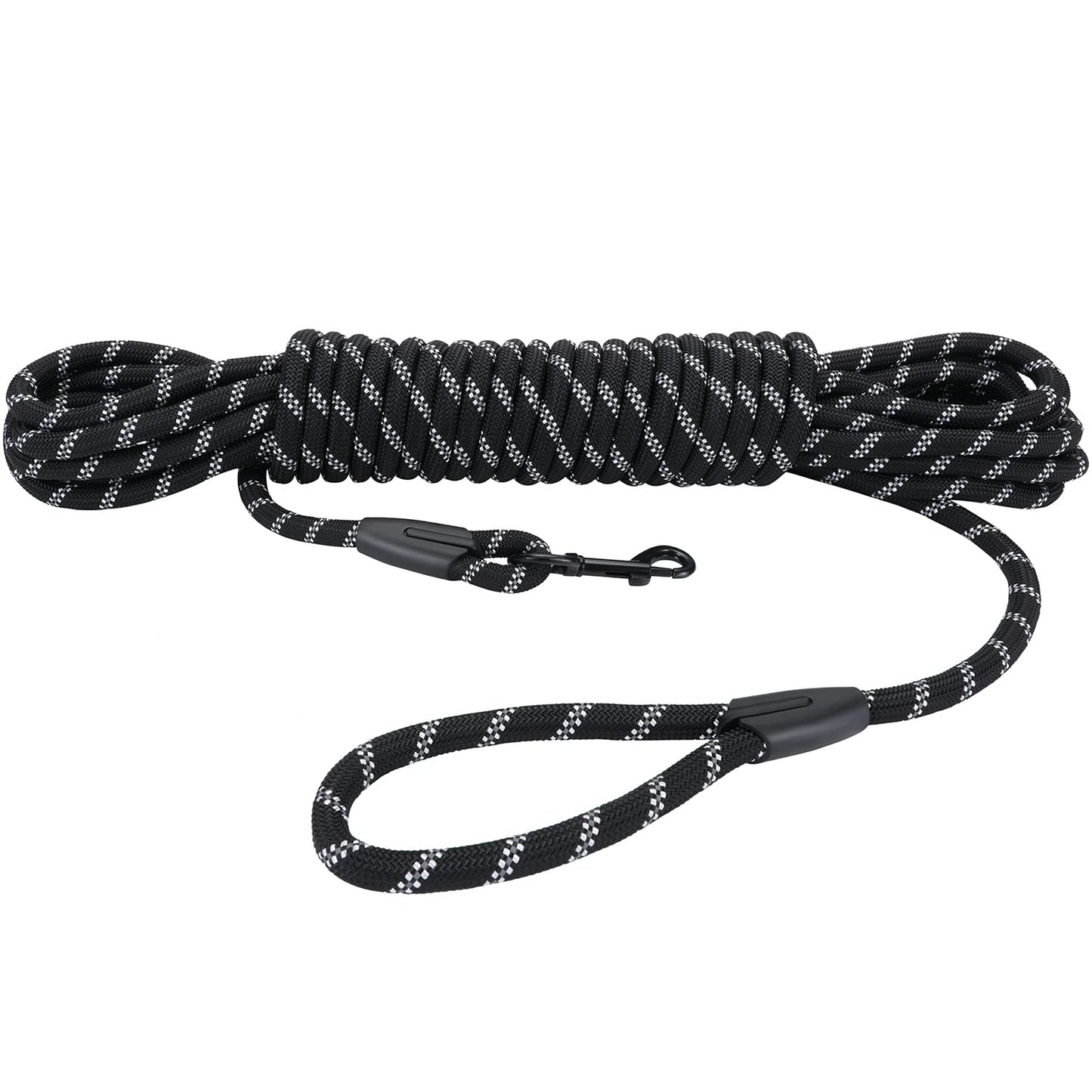 Hi Kiss Dog/Puppy Obedience Recall Training Agility Lead - 15ft 20ft 30ft 50ft 100ft Training Leash - Great for Play, Camping, or Backyard - Black 20ft