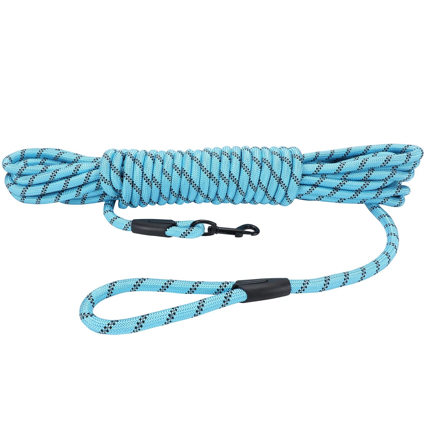 Hi Kiss Dog/Puppy Obedience Recall Training Agility Lead - 15ft 20ft 30ft 50ft 100ft Training Leash - Great for Play, Camping, or Backyard - Black 20ft