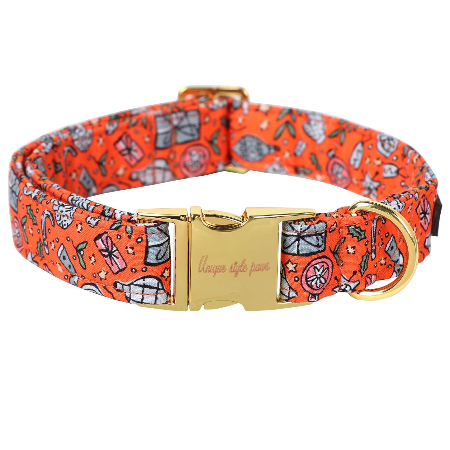 Unique Style Paws Dog Collar With Metal Buckle - Red Rose Flower Gift for Small, Medium, Large Boys Girls Dogs - Durable and Cute