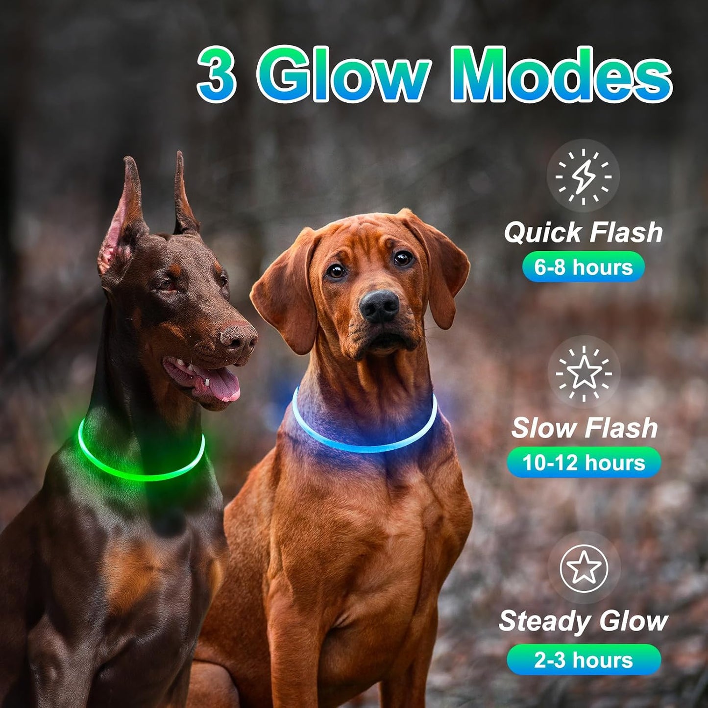 2 Packs Light Up Dog Collar, Kpuplol USB Rechargeable Dog Lights for Night