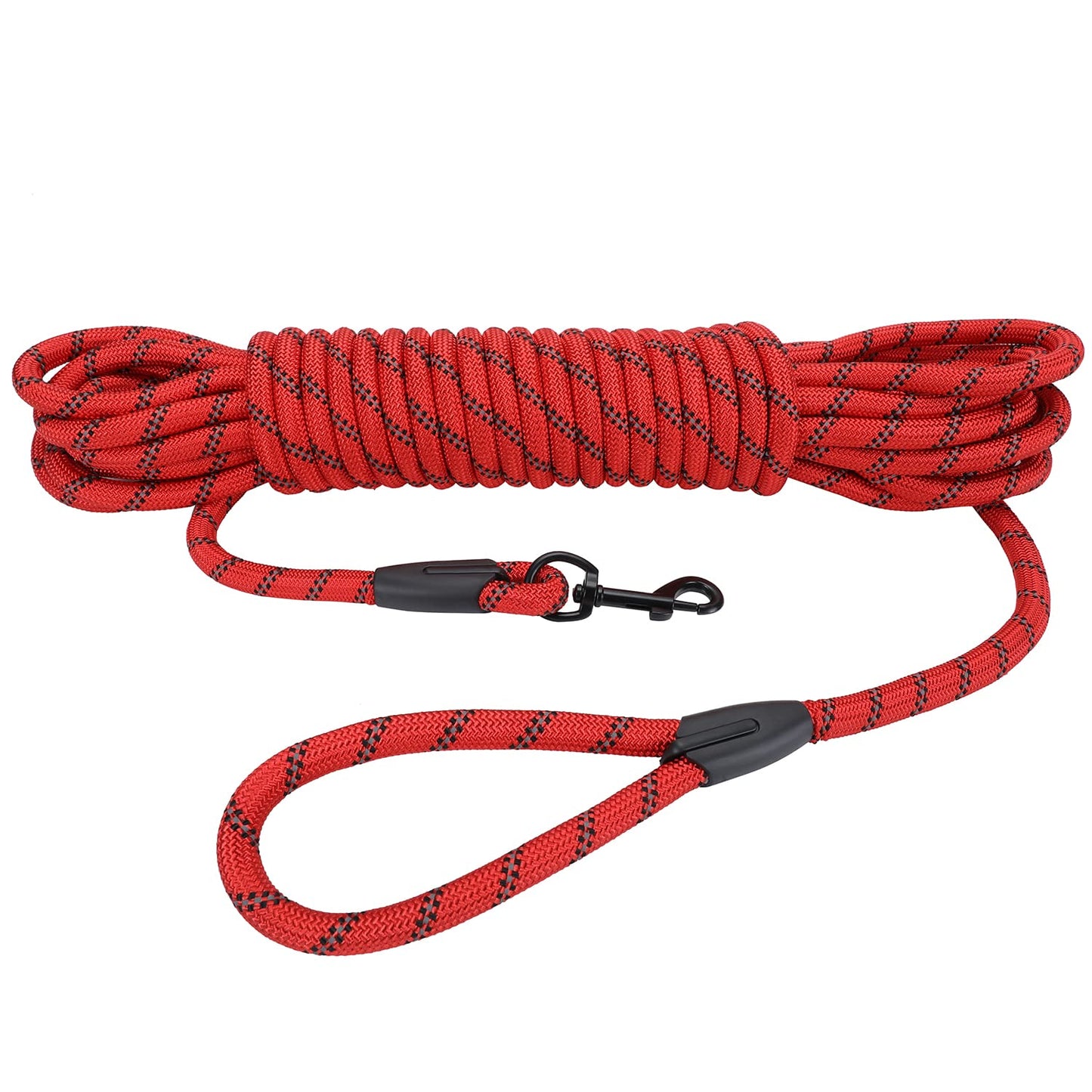 Hi Kiss Dog/Puppy Obedience Recall Training Agility Lead - 15ft 20ft 30ft 50ft 100ft Training Leash - Great for Play, Camping, or Backyard - Black 20ft