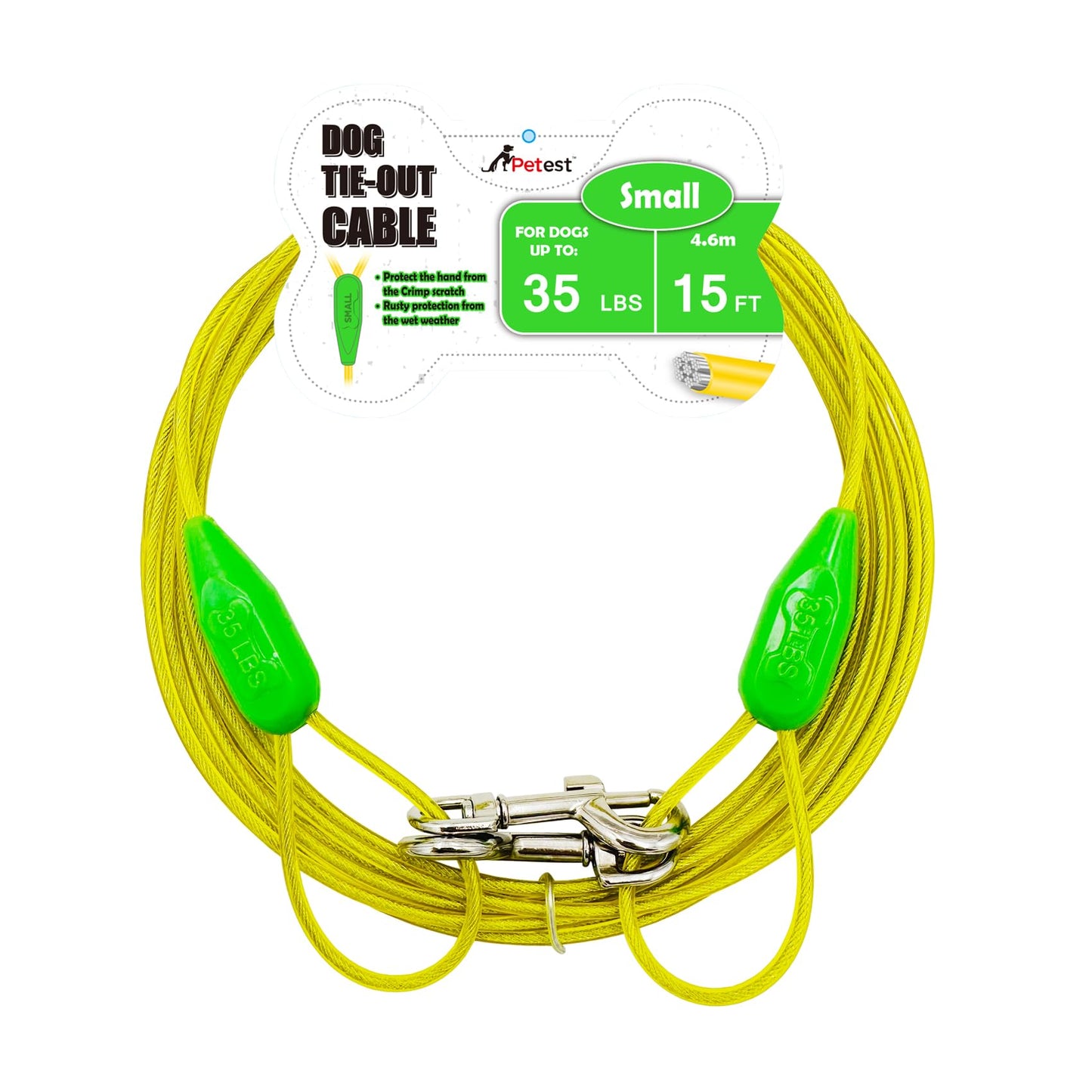 Petest 30ft Reflective Tie-Out Cable for Heavy Dogs Up to 125 Pounds