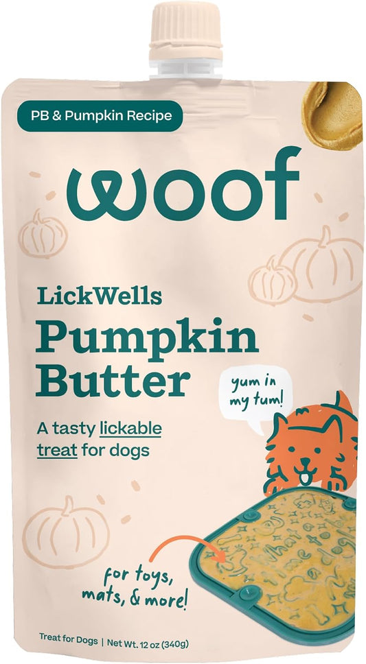 Woof LickWells Pumpkin Butter Dog Lick Mat Spread, 12 oz
