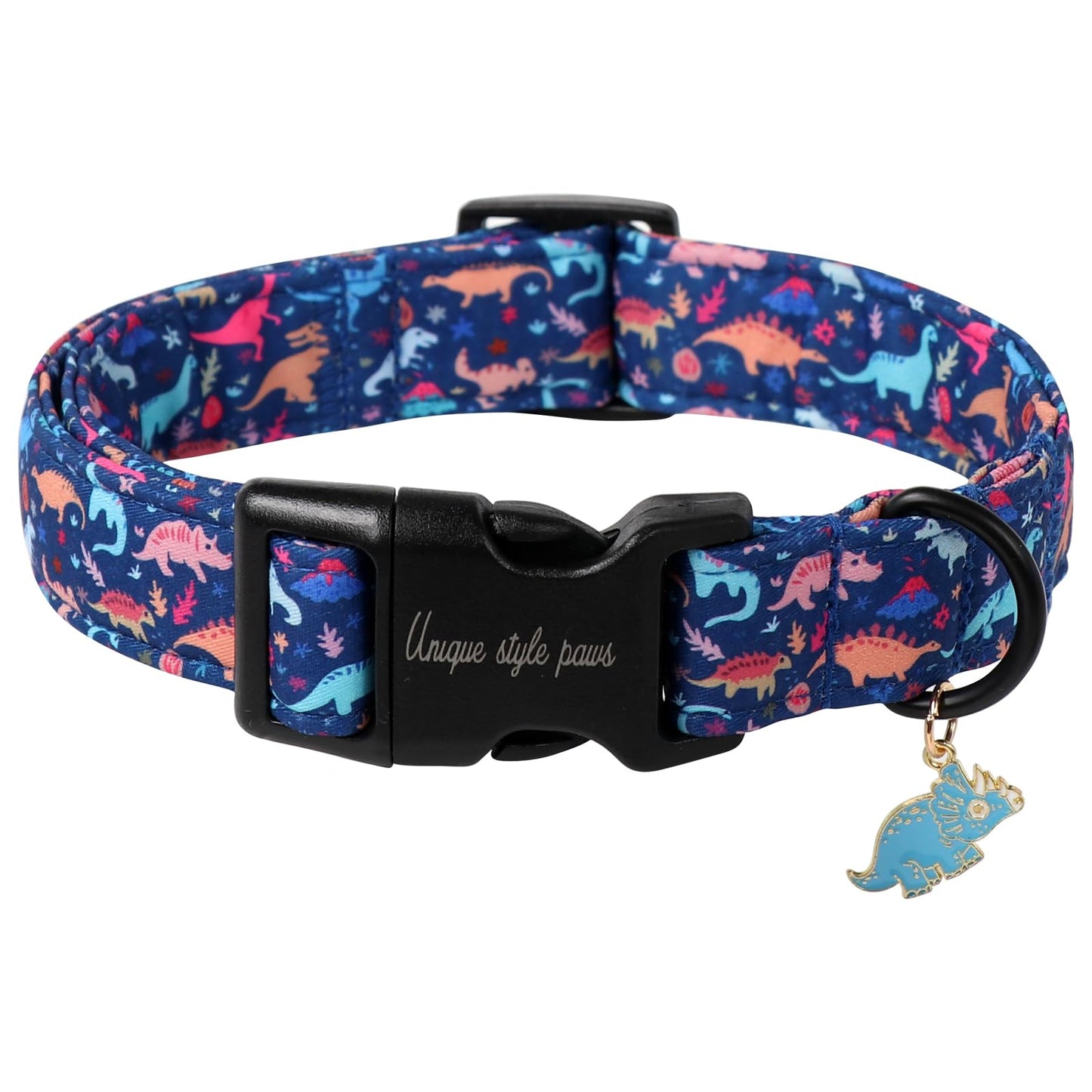 Unique Style Paws Dog Collar With Metal Buckle - Red Rose Flower Gift for Small, Medium, Large Boys Girls Dogs - Durable and Cute