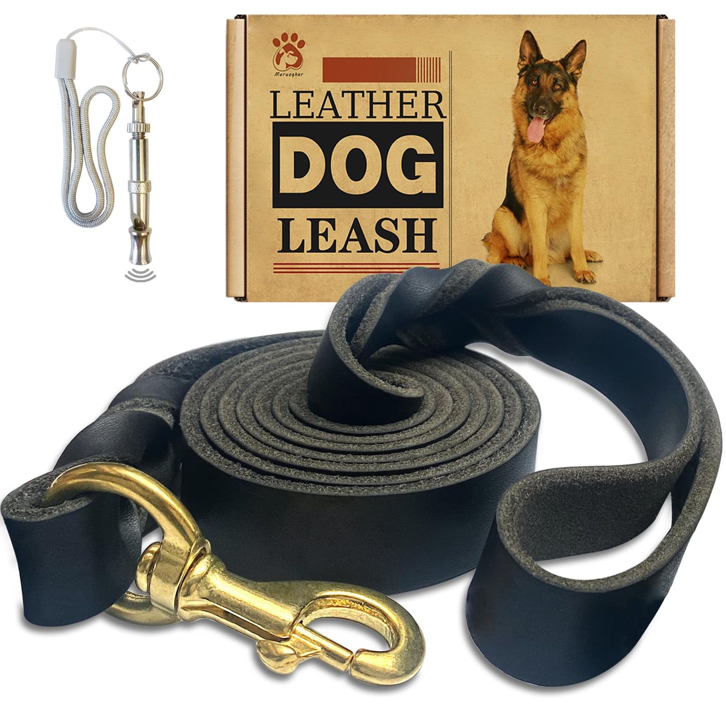 Leather Dog Leash 6ft x 3/4 inch,Strong Heavy Duty Genuine Leather Braided Dog Training Leash, Soft and Comfortable Leather Leash for Large Dogs, Medium Small Dogs (Brown, 6FT*3/4in)