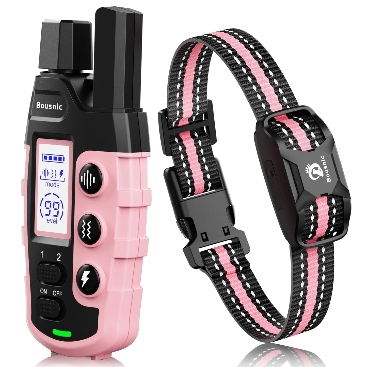Bousnic Dog Shock Collar - 3300Ft Dog Training Collar with Remote for 5-120lbs Small Medium Large Dogs Rechargeable Waterproof e Collar with Beep (1-8), Vibration(1-16), Safe Shock(1-99) (Orange)