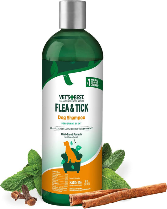 Vet's Best Flea & Tick Shampoo for Dogs, Plant-Based, 12 oz