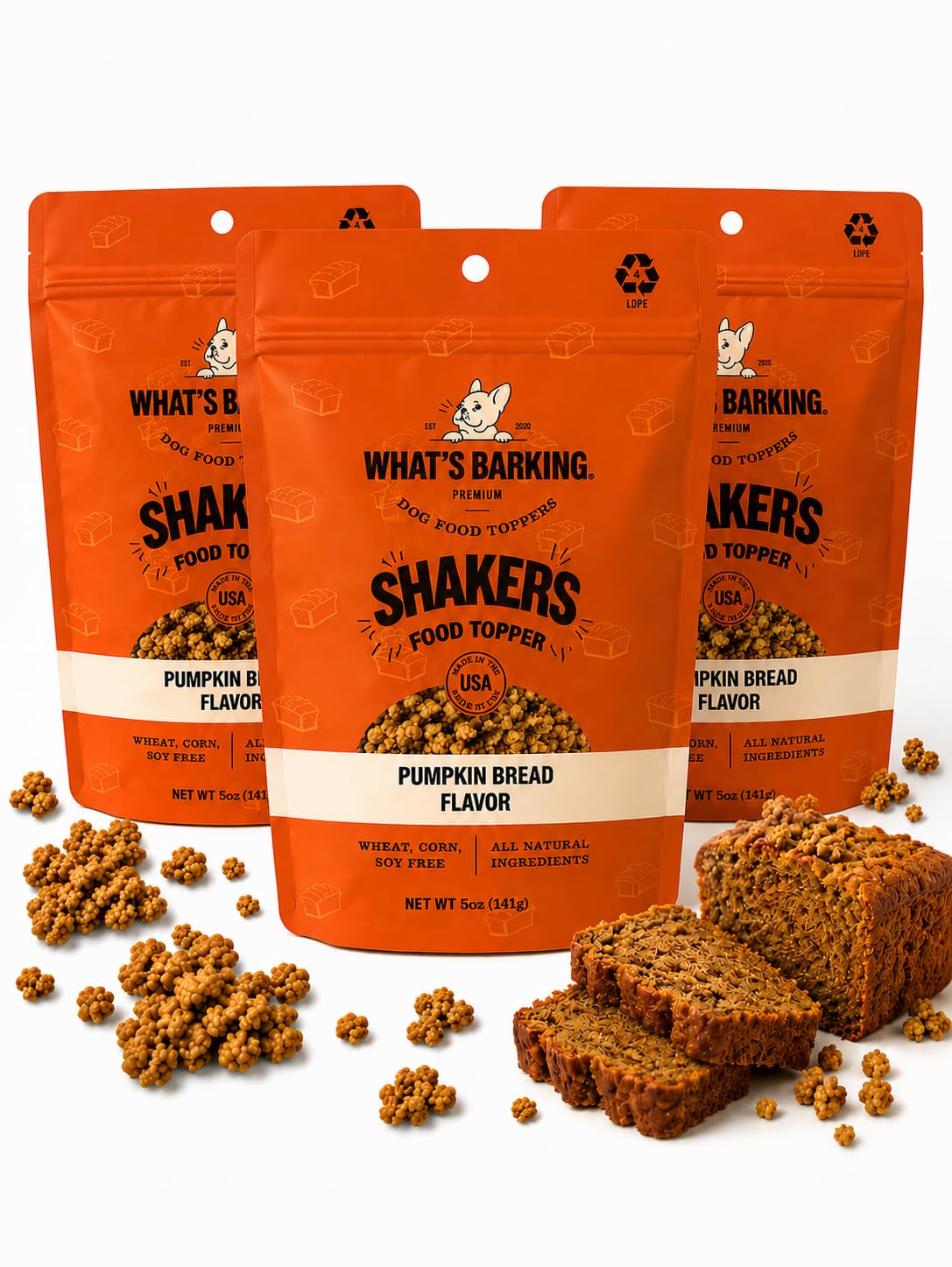 Shakers Dog Meal Toppers, Blueberry Muffin, Non-GMO, 3 Pack