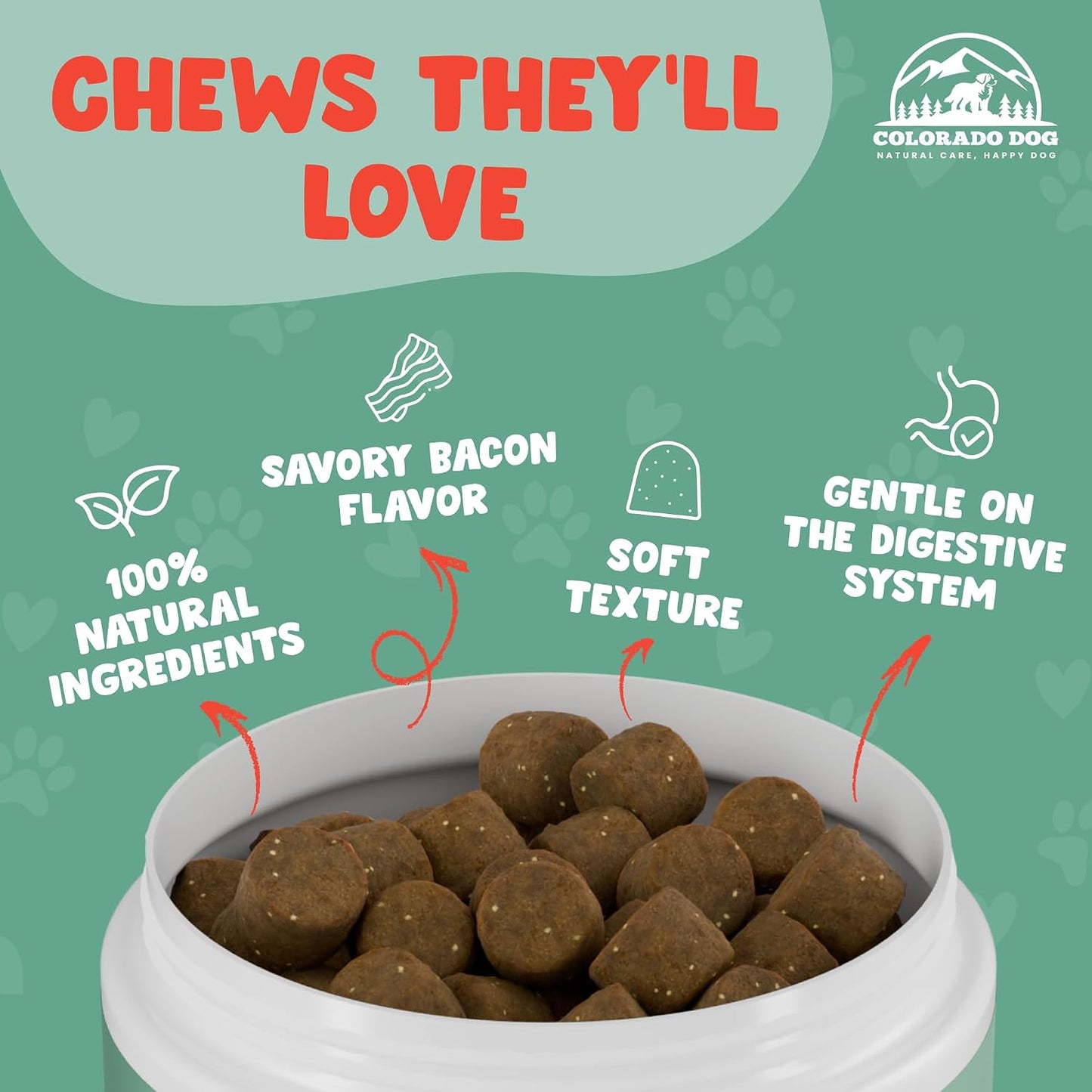 Colorado Dog Flea & Tick Chews for Dogs, 120 Ct | Bacon Flavor, Made in USA