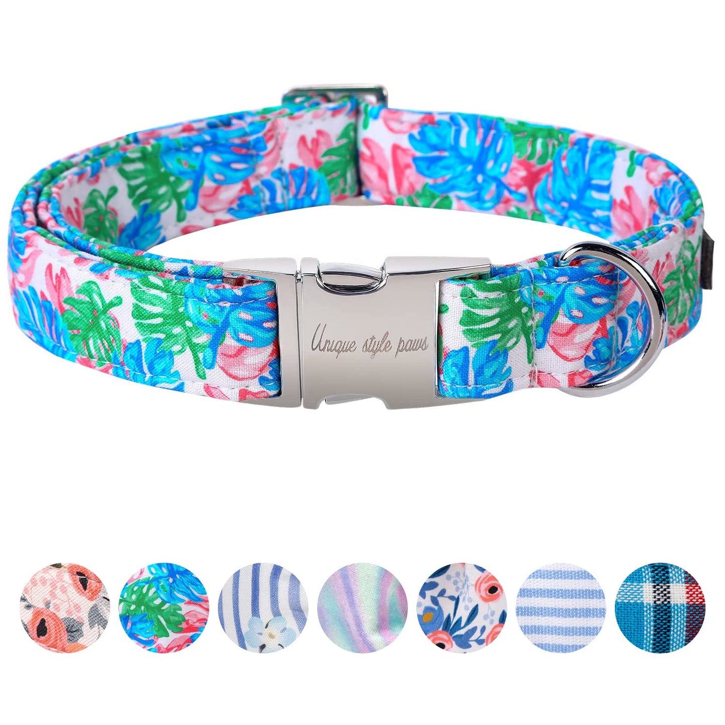 Unique Style Paws Dog Collar With Metal Buckle - Red Rose Flower Gift for Small, Medium, Large Boys Girls Dogs - Durable and Cute