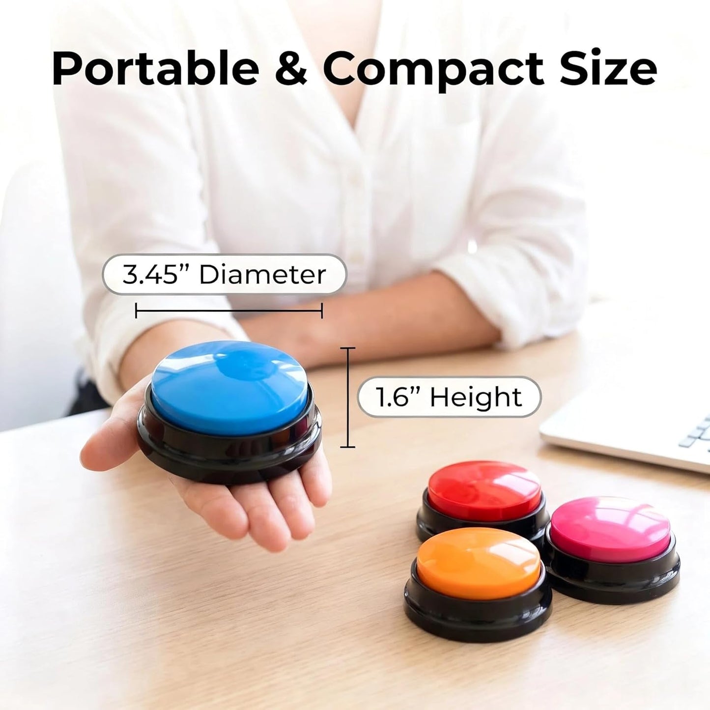 Voice Recording Button, Dog Buttons for Communication Pet Training Buzzer, 30 Second Voice Record and Playback, Funny Gift for Study Office Home 4 Pack Red/Blue/Rose/Orange