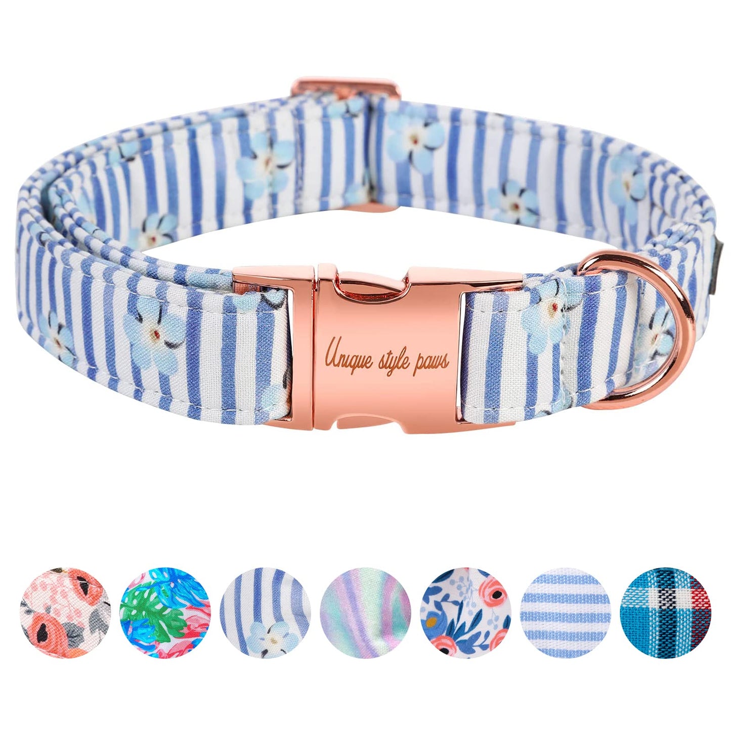 Unique Style Paws Dog Collar With Metal Buckle - Red Rose Flower Gift for Small, Medium, Large Boys Girls Dogs - Durable and Cute