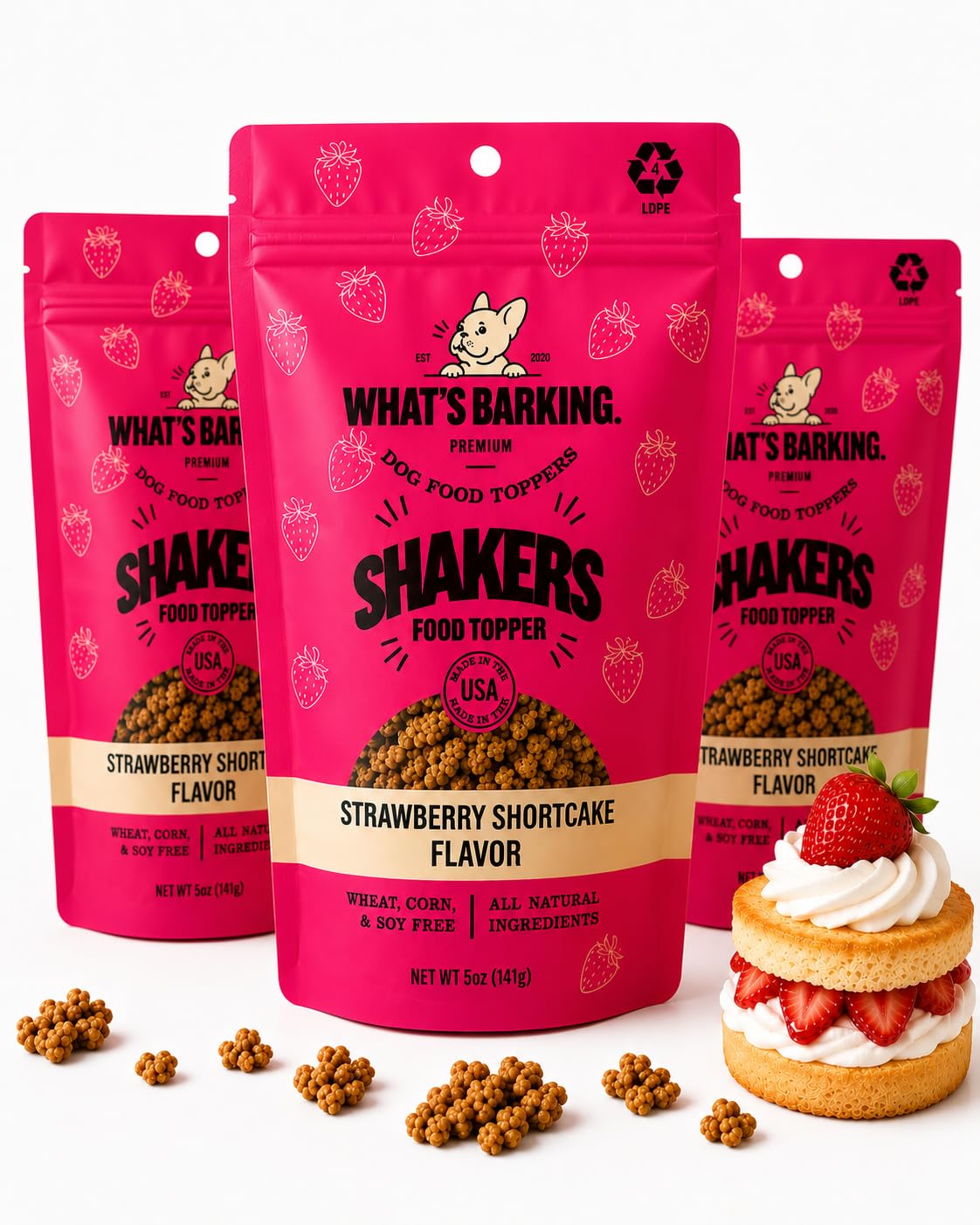 Shakers Dog Meal Toppers, Blueberry Muffin, Non-GMO, 3 Pack