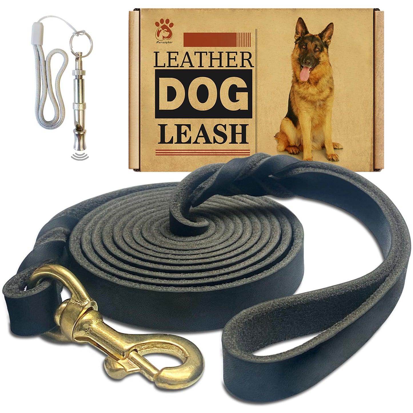 Leather Dog Leash 6ft x 3/4 inch,Strong Heavy Duty Genuine Leather Braided Dog Training Leash, Soft and Comfortable Leather Leash for Large Dogs, Medium Small Dogs (Brown, 6FT*3/4in)