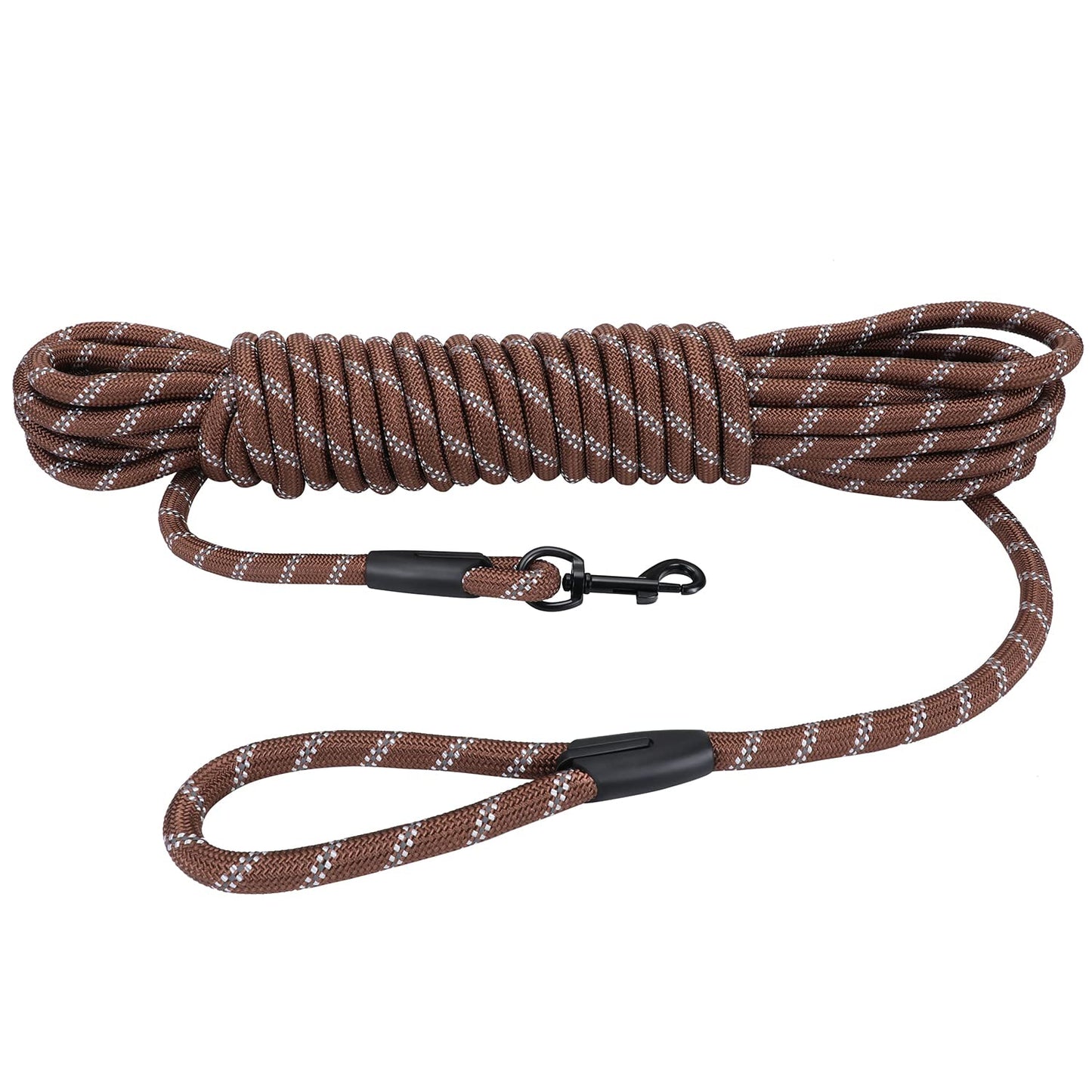 Hi Kiss Dog/Puppy Obedience Recall Training Agility Lead - 15ft 20ft 30ft 50ft 100ft Training Leash - Great for Play, Camping, or Backyard - Black 20ft